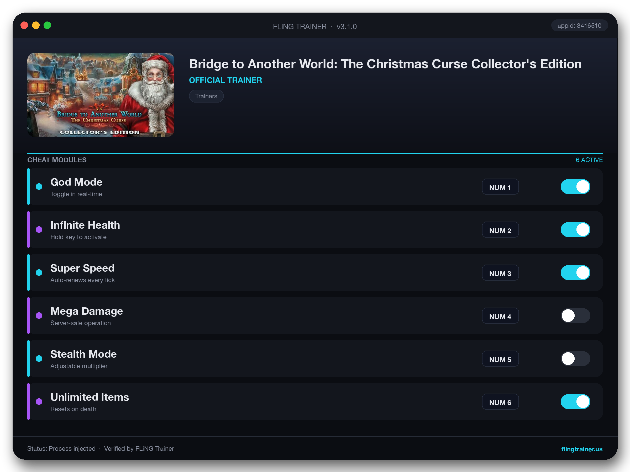 Bridge to Another World: The Christmas Curse Collector's Edition Trainer interface