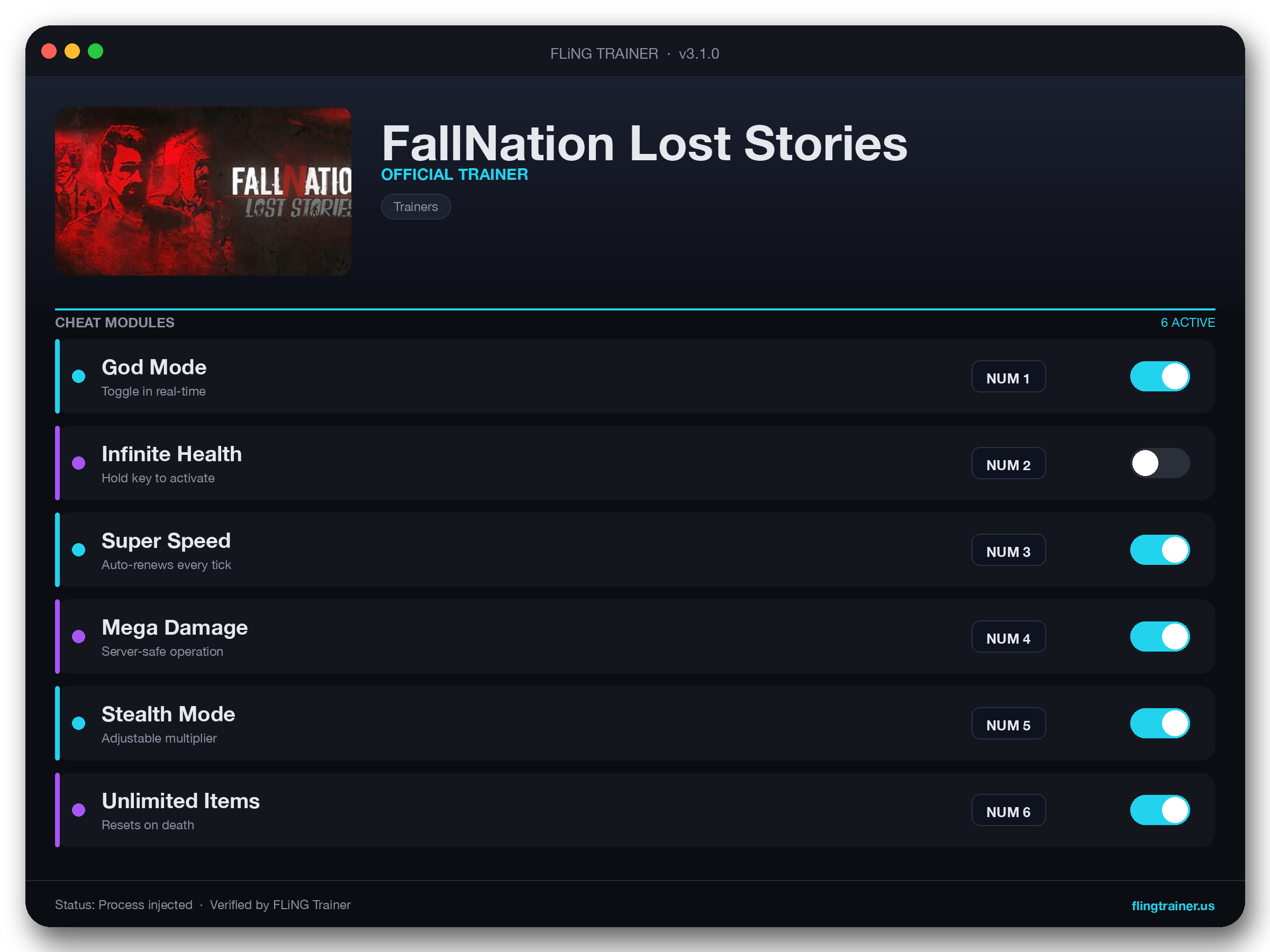 FallNation Lost Stories Trainer interface