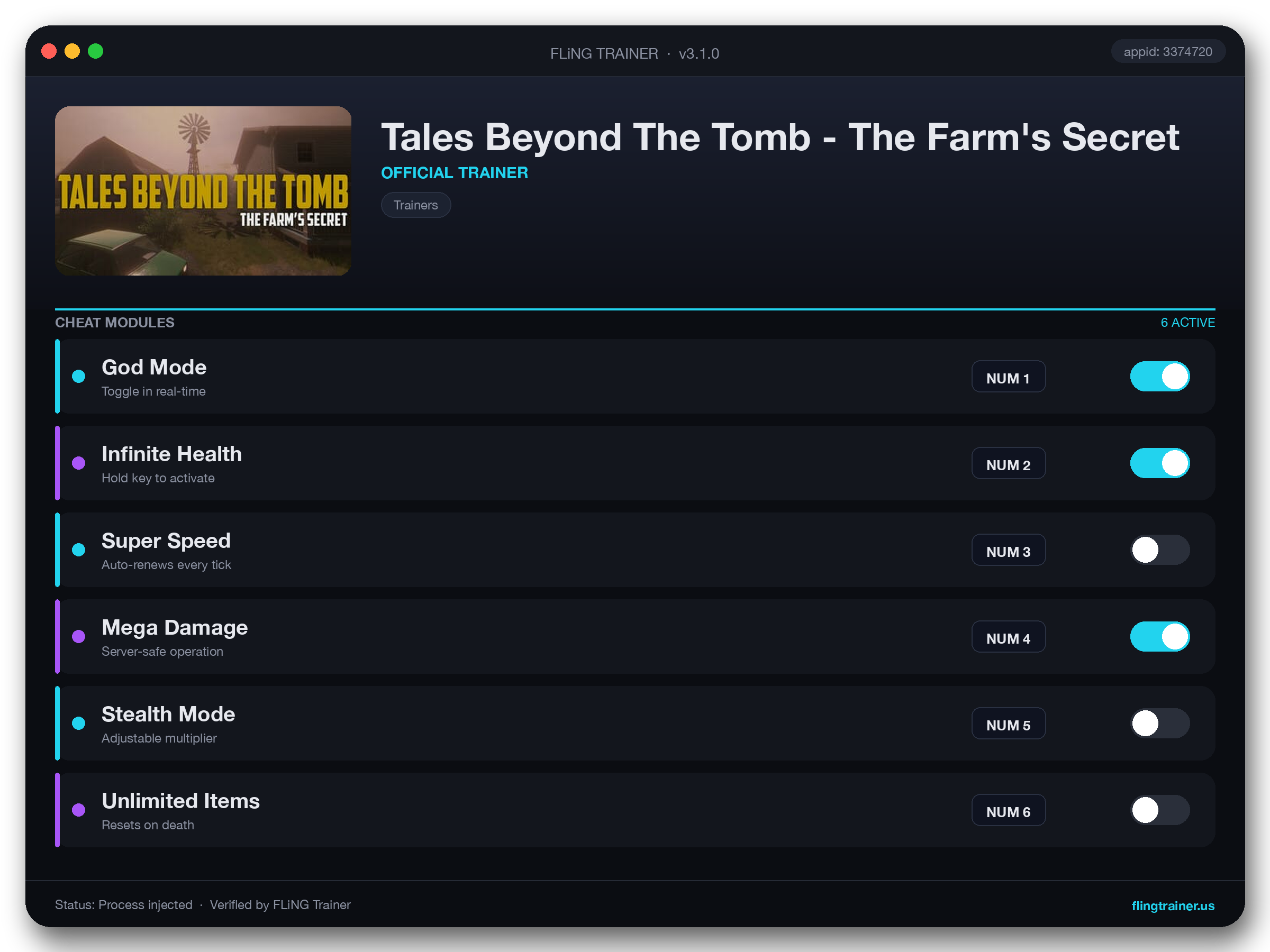 Tales Beyond The Tomb - The Farm's Secret Trainer interface