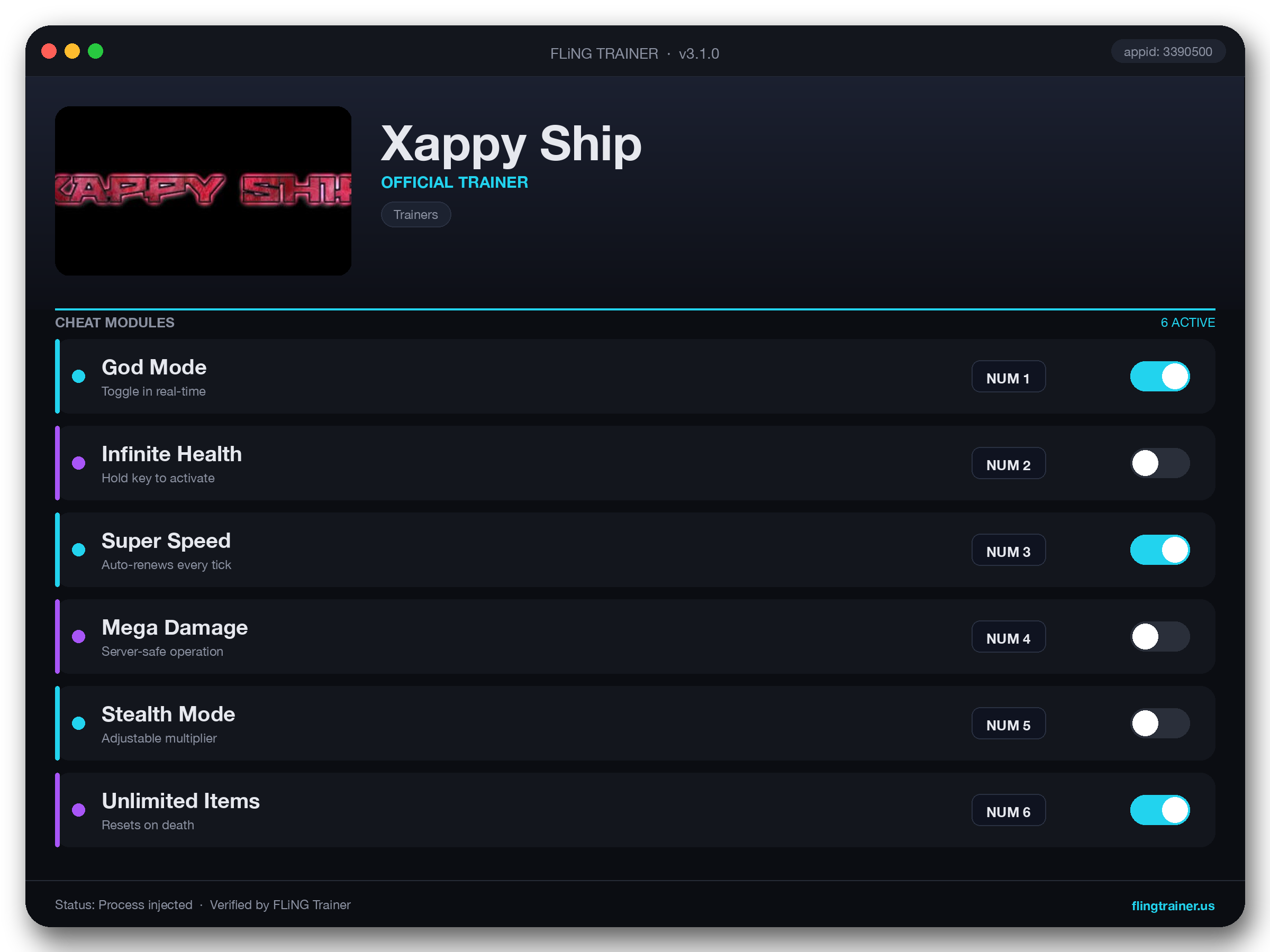 Xappy Ship Trainer interface