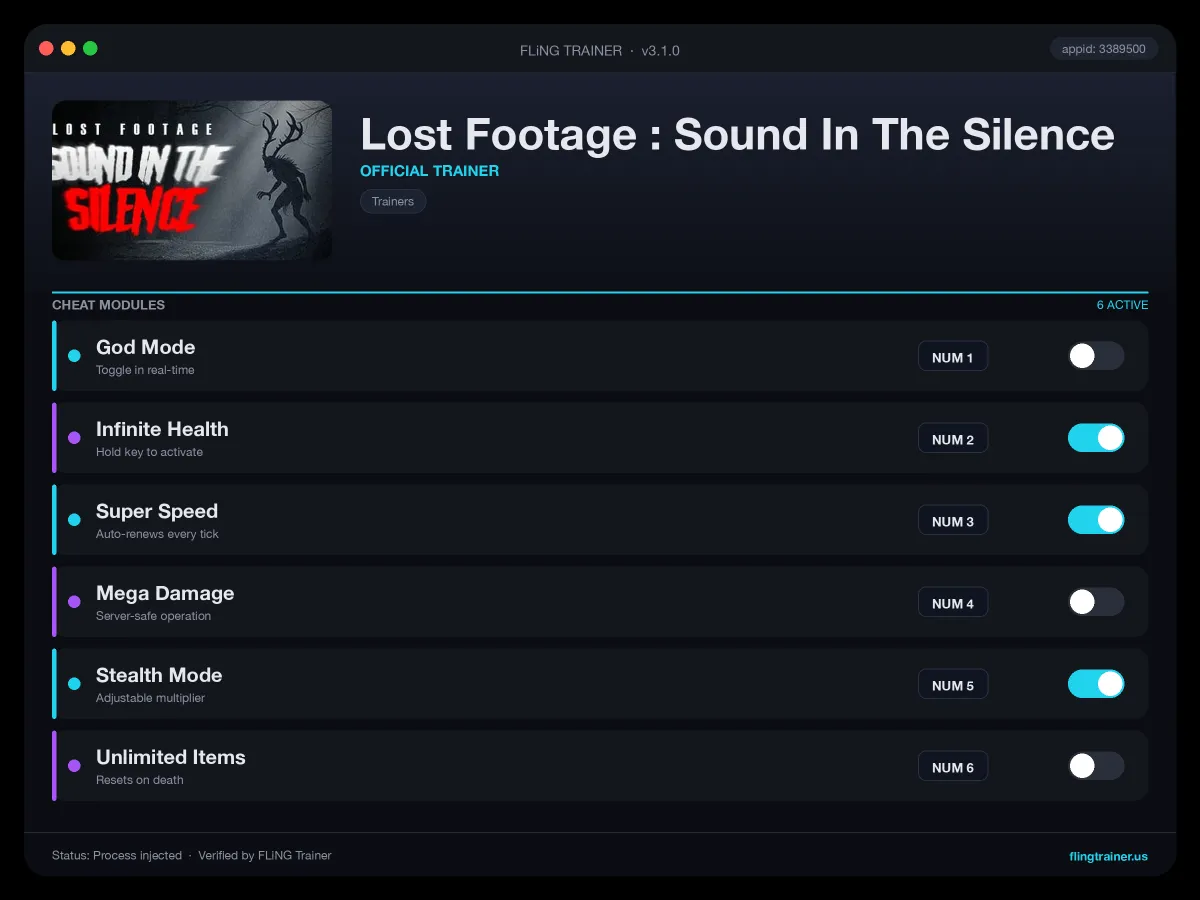 Lost Footage : Sound In The Silence Trainer interface