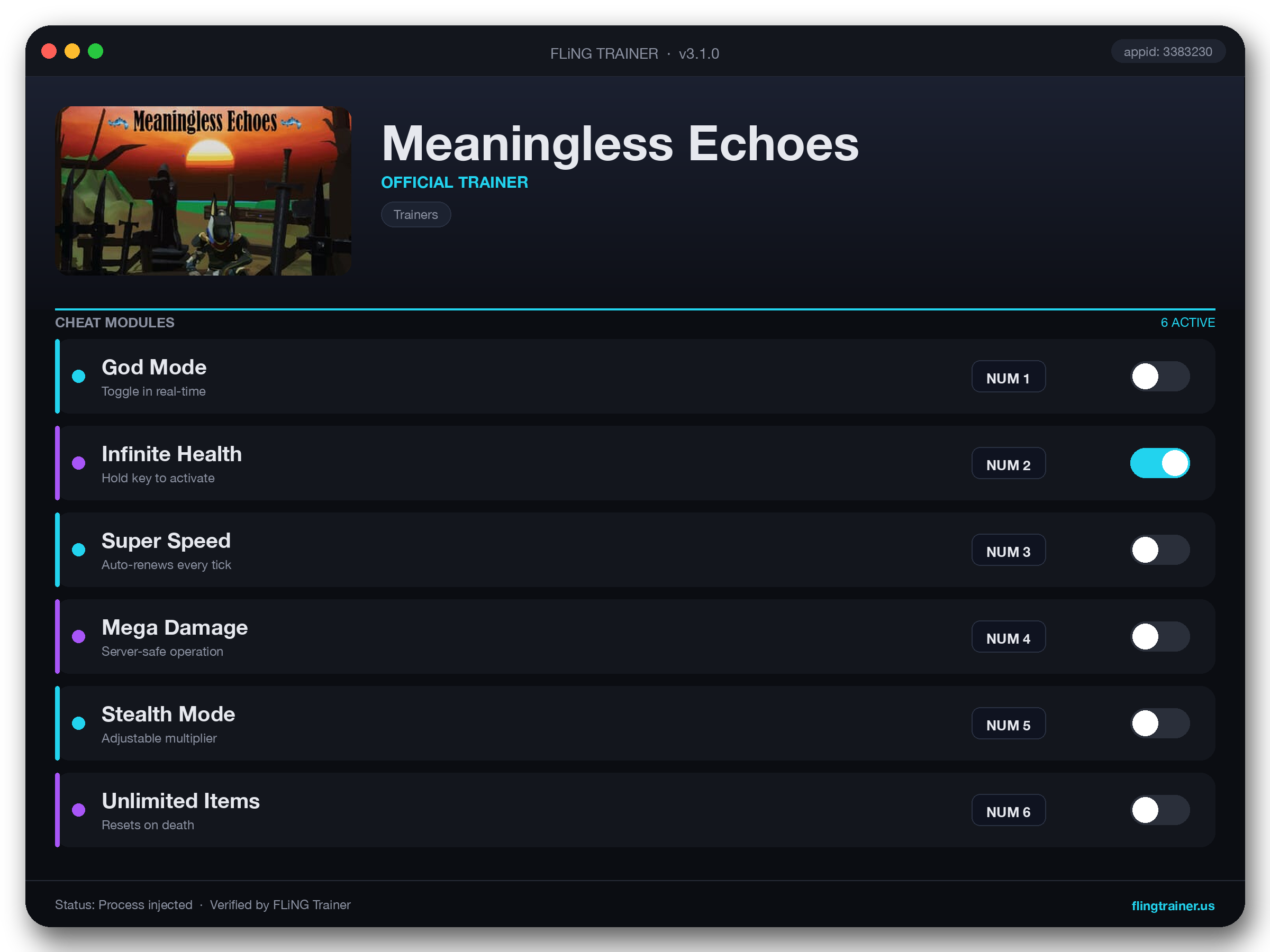 Meaningless Echoes Trainer interface