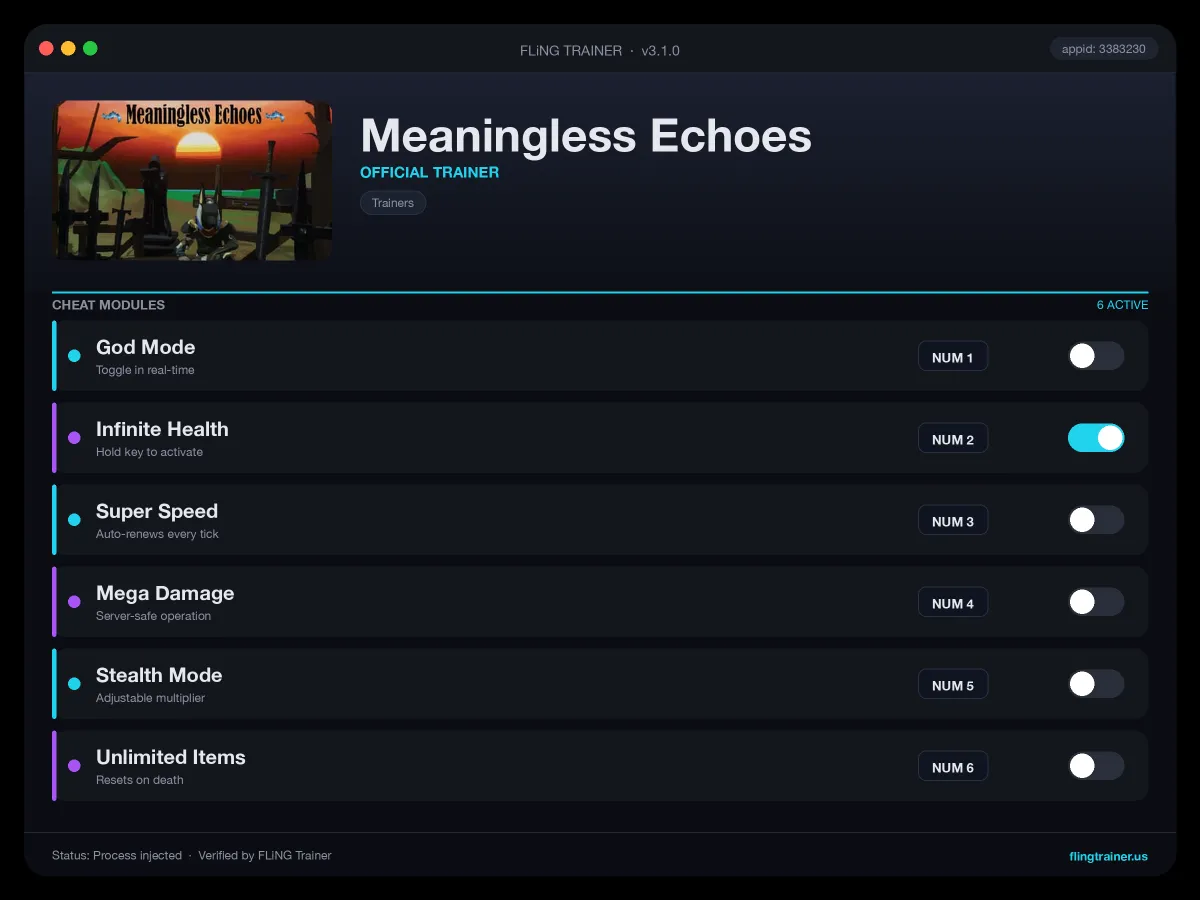 Meaningless Echoes Trainer interface