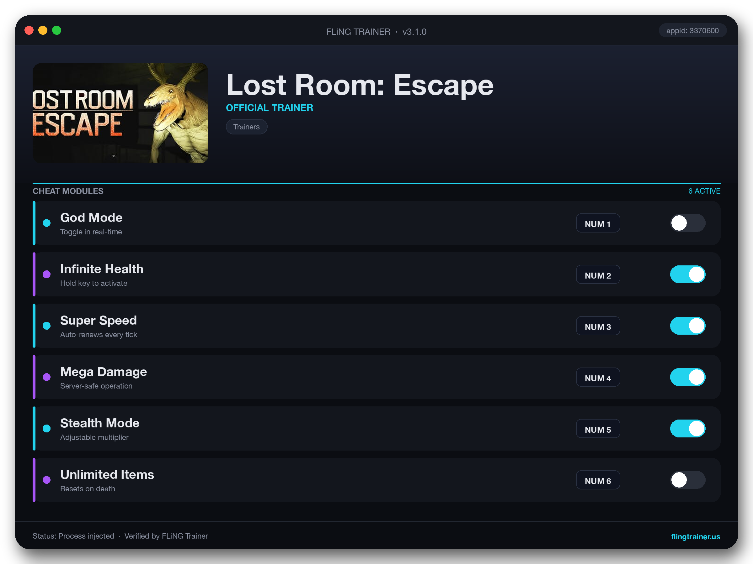 Lost Room: Escape Trainer interface