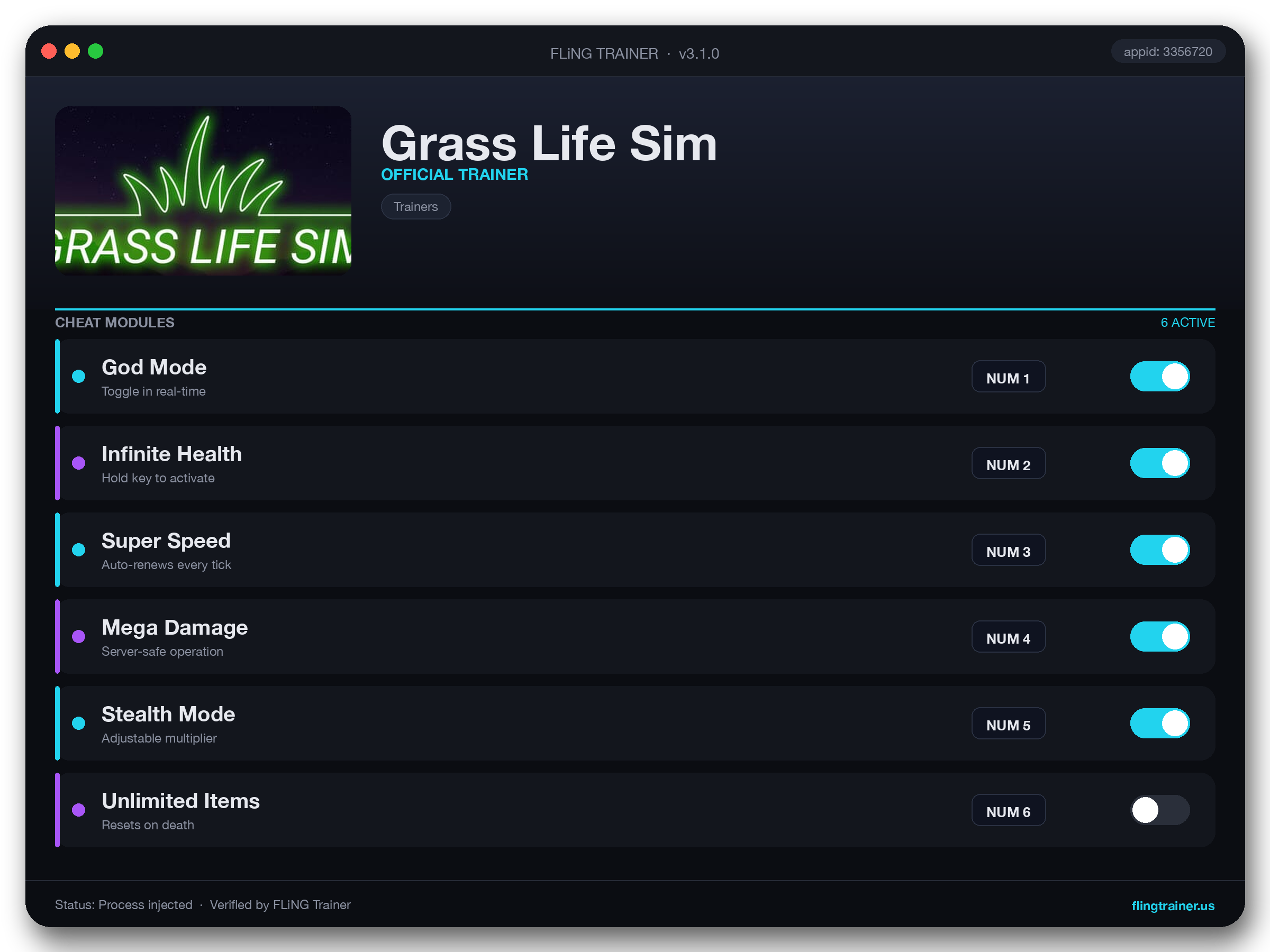 Grass Life Sim Trainer interface
