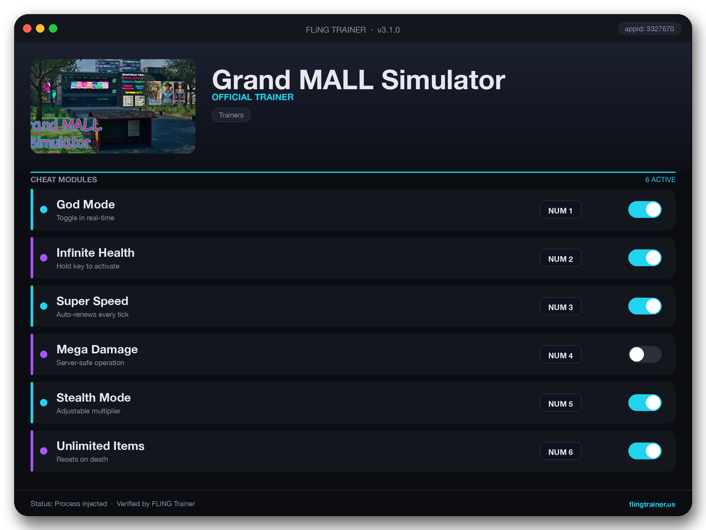 Grand MALL Simulator Trainer interface