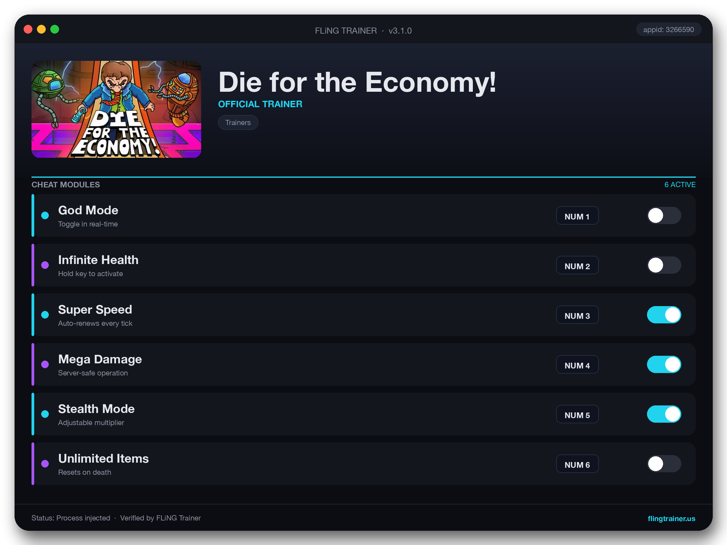 Die for the Economy! Trainer interface