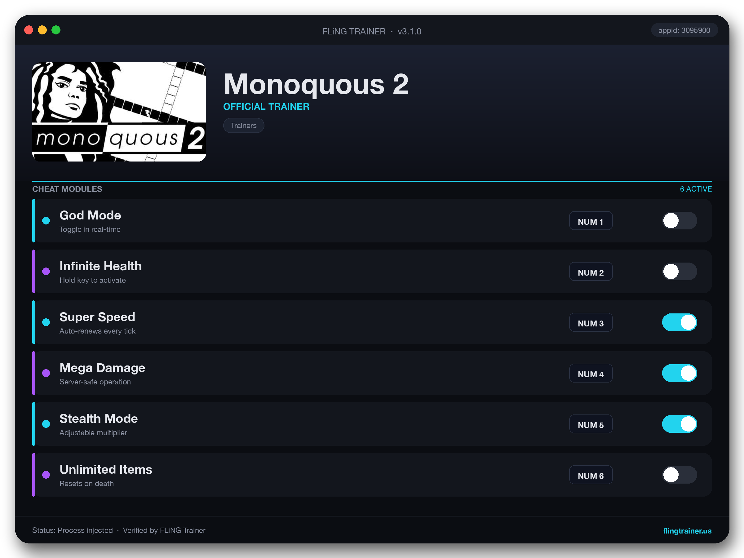 Monoquous 2 Trainer interface