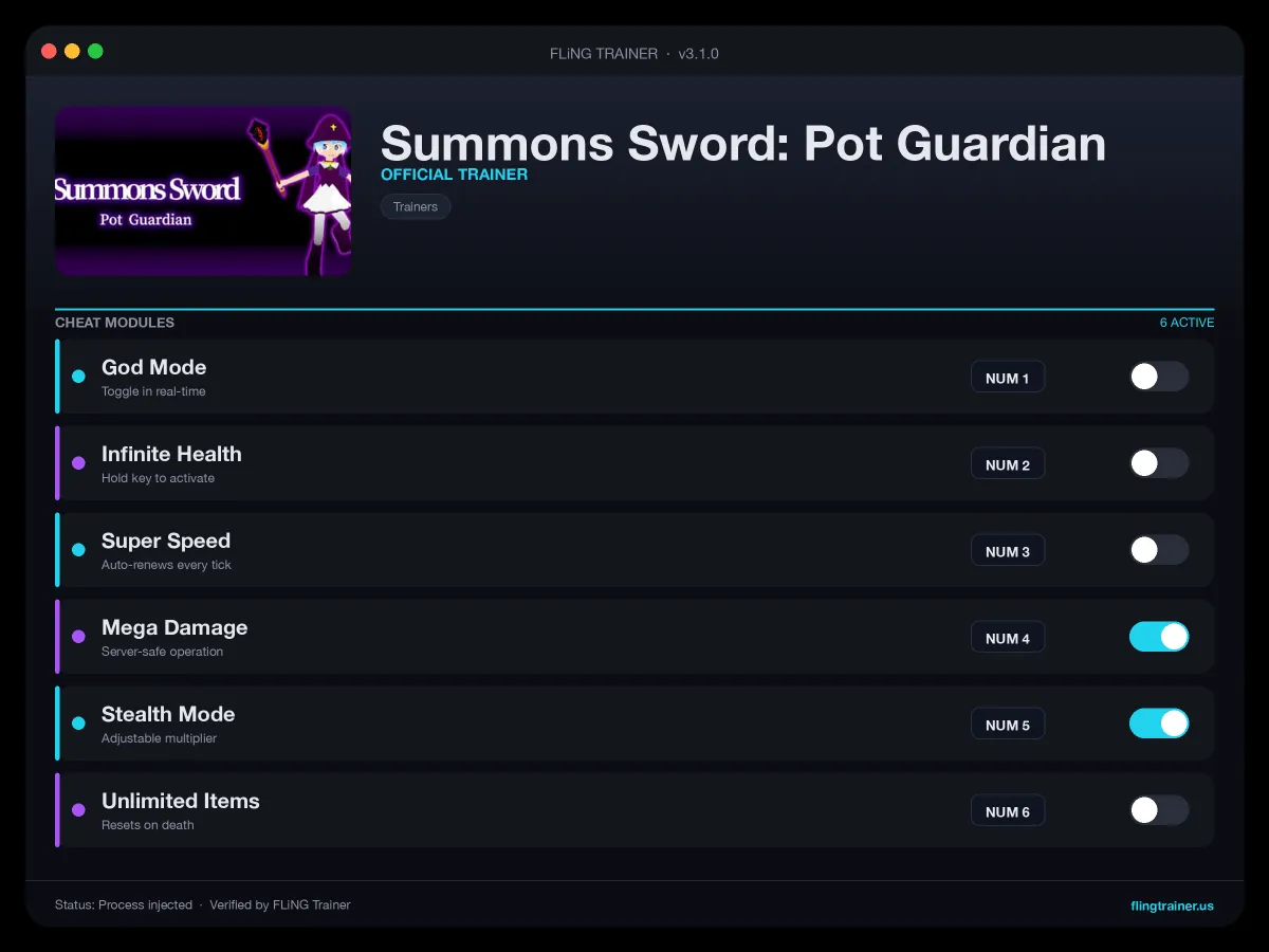 Summons Sword: Pot Guardian Trainer interface