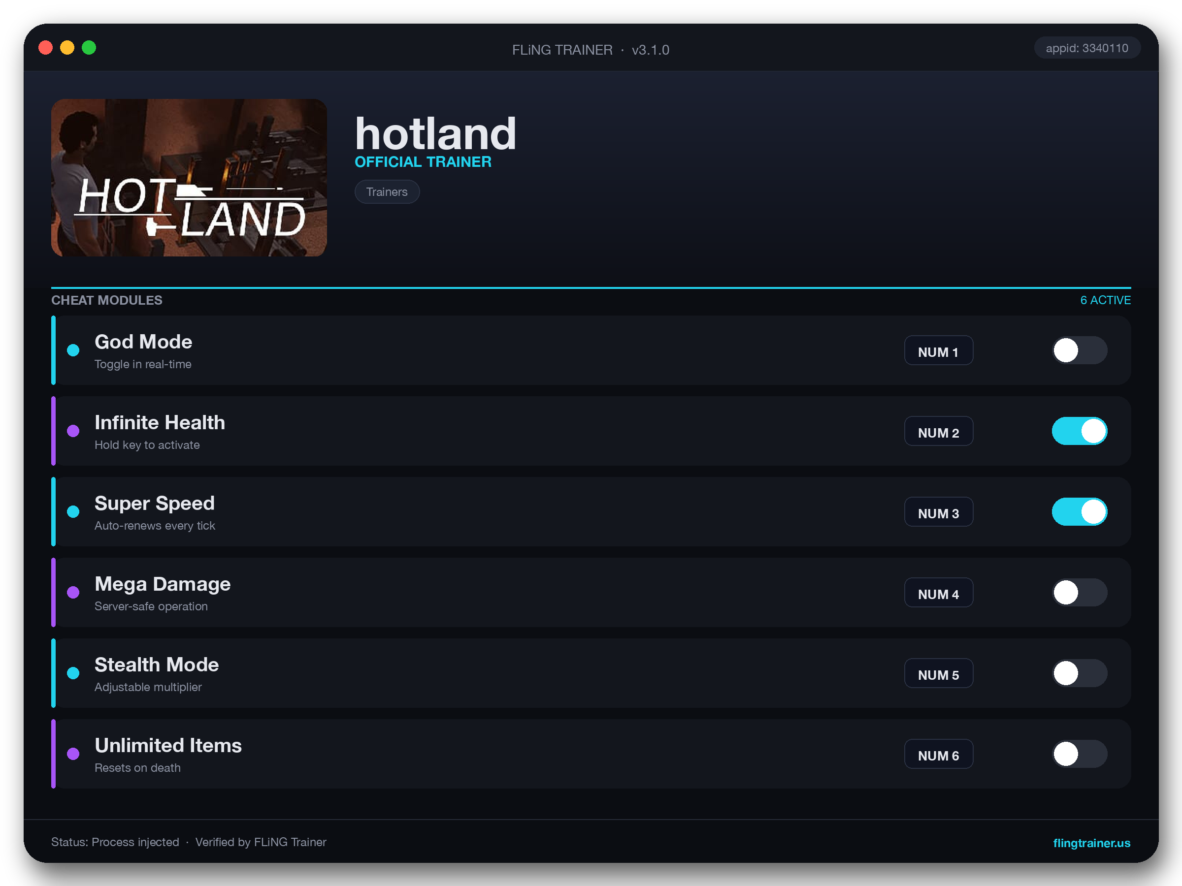 hotland Trainer interface
