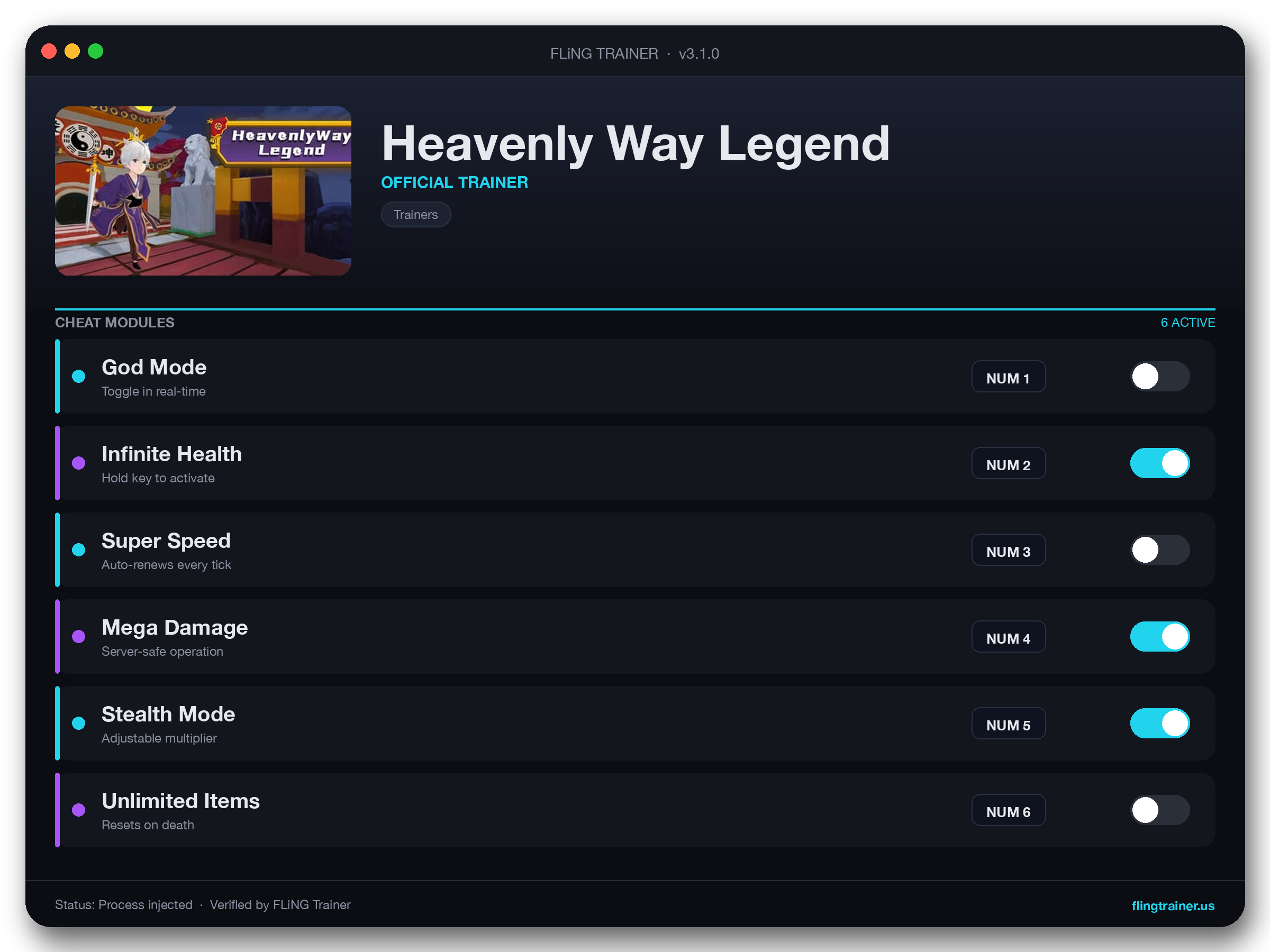 Heavenly Way Legend Trainer interface