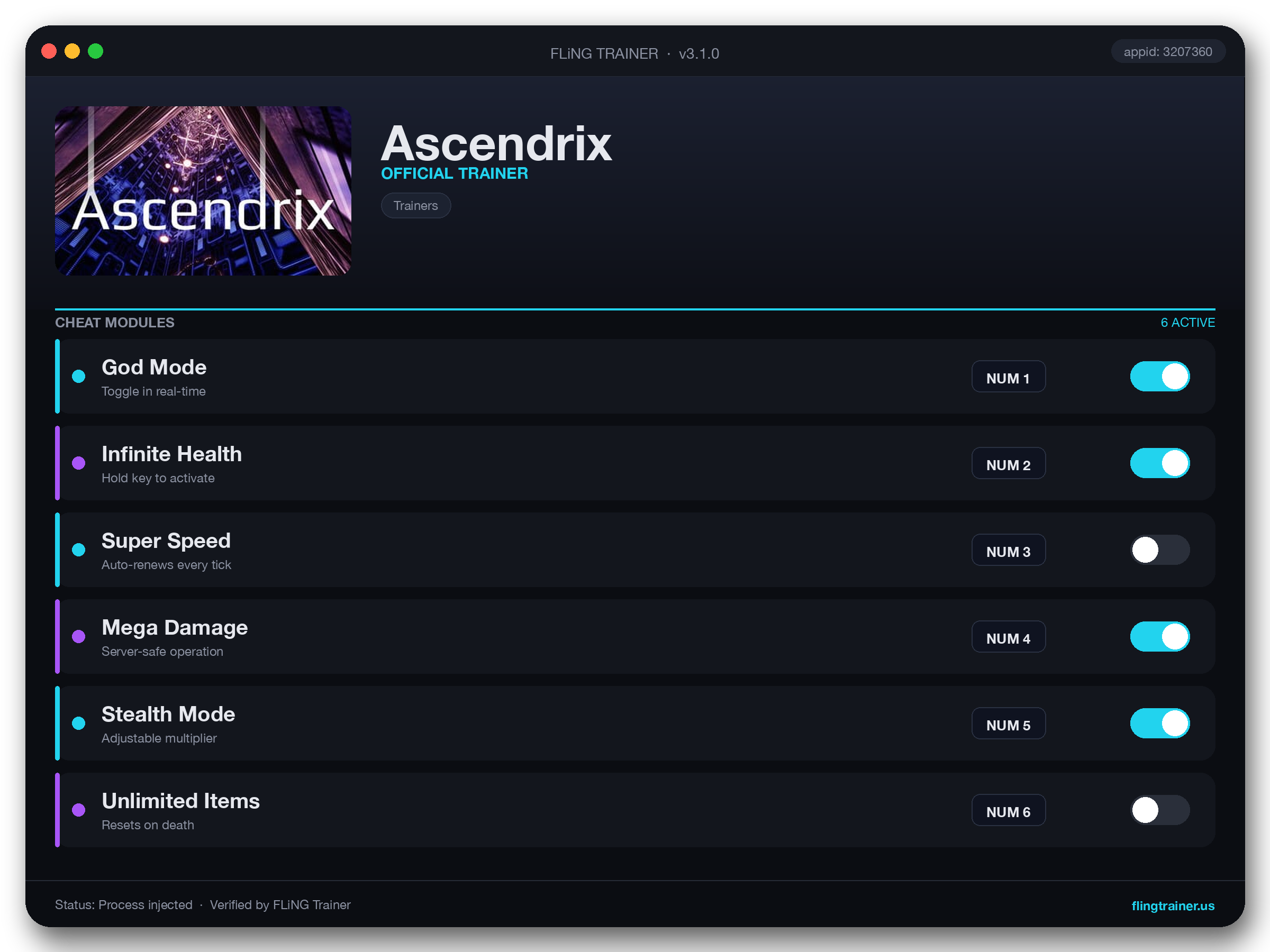 Ascendrix Trainer interface