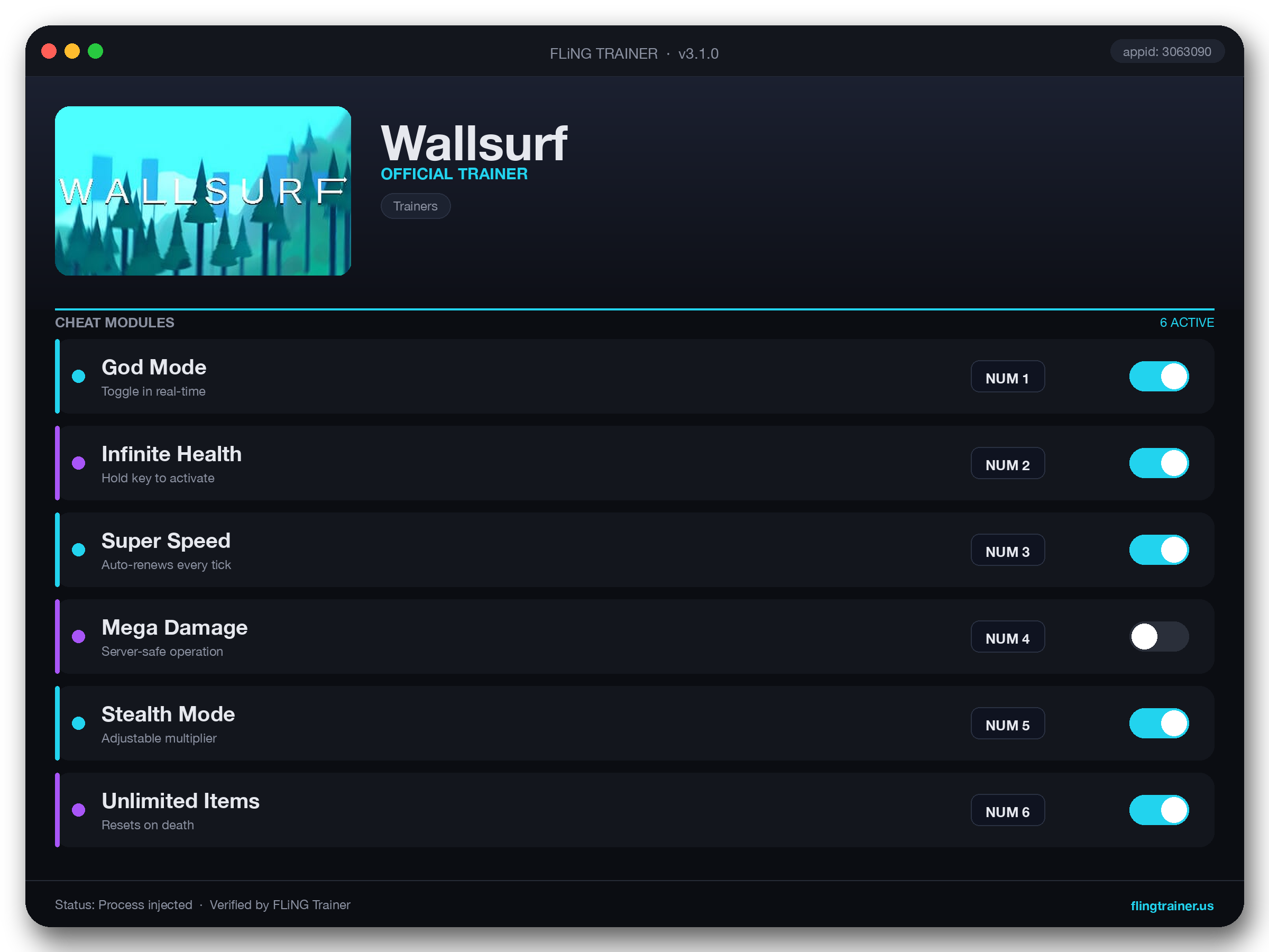 Wallsurf Trainer interface