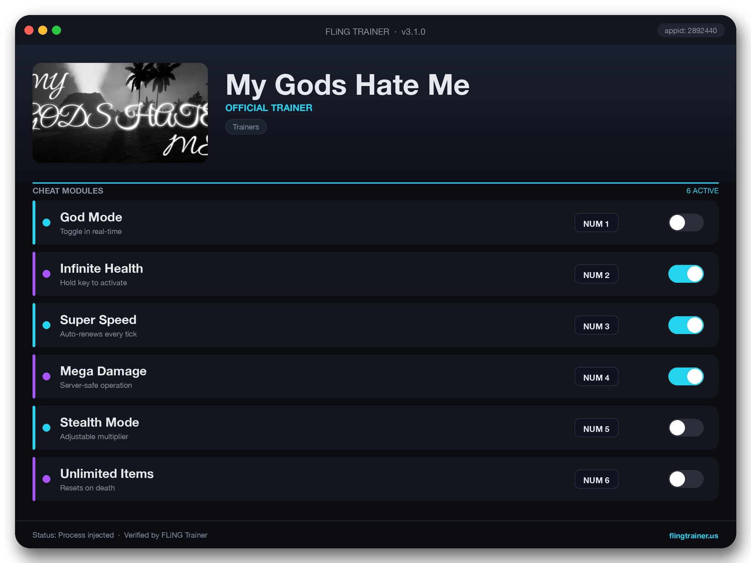 My Gods Hate Me Trainer interface