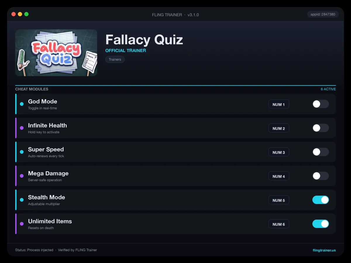 Fallacy Quiz Trainer interface