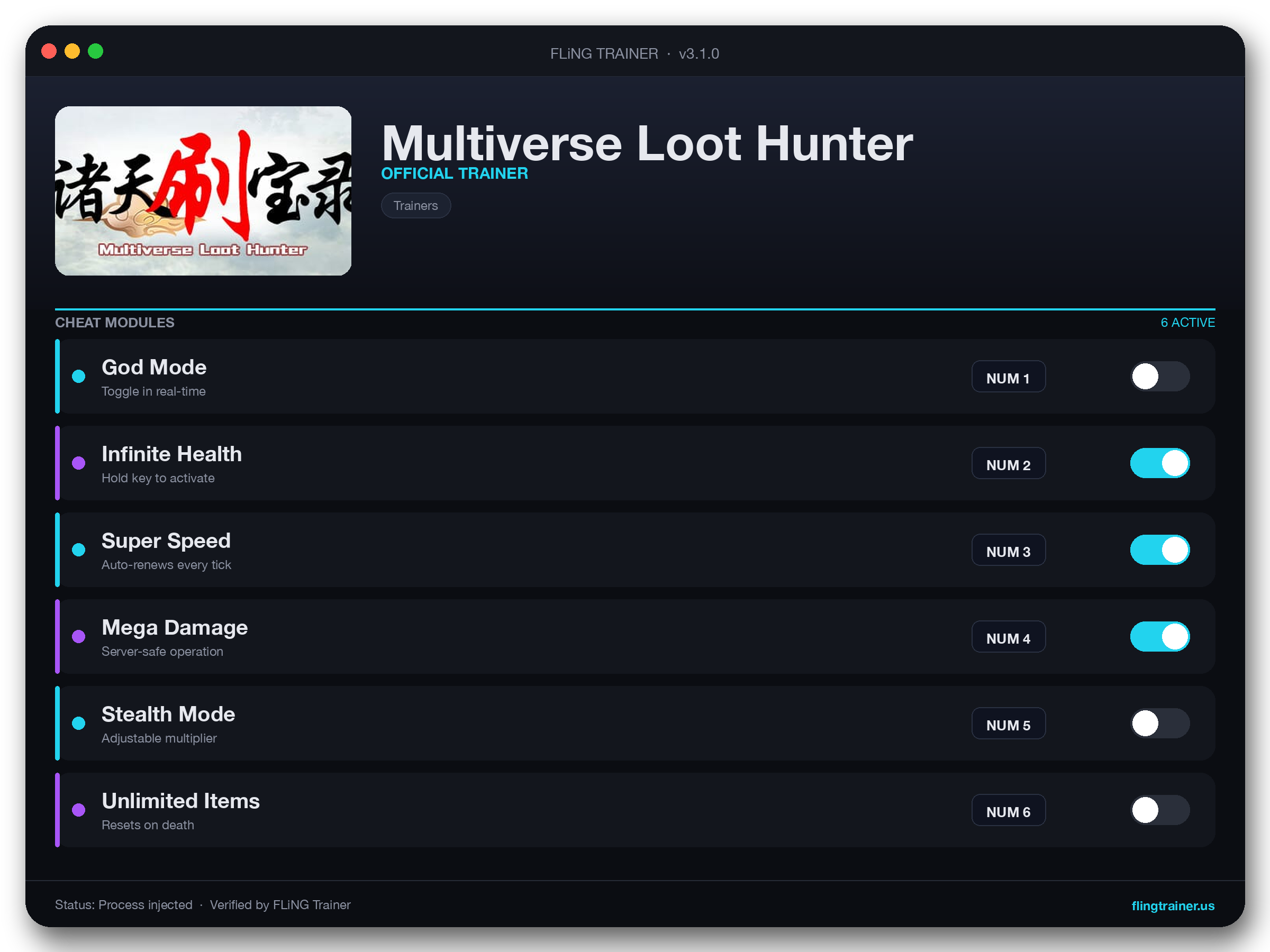 Multiverse Loot Hunter Trainer interface