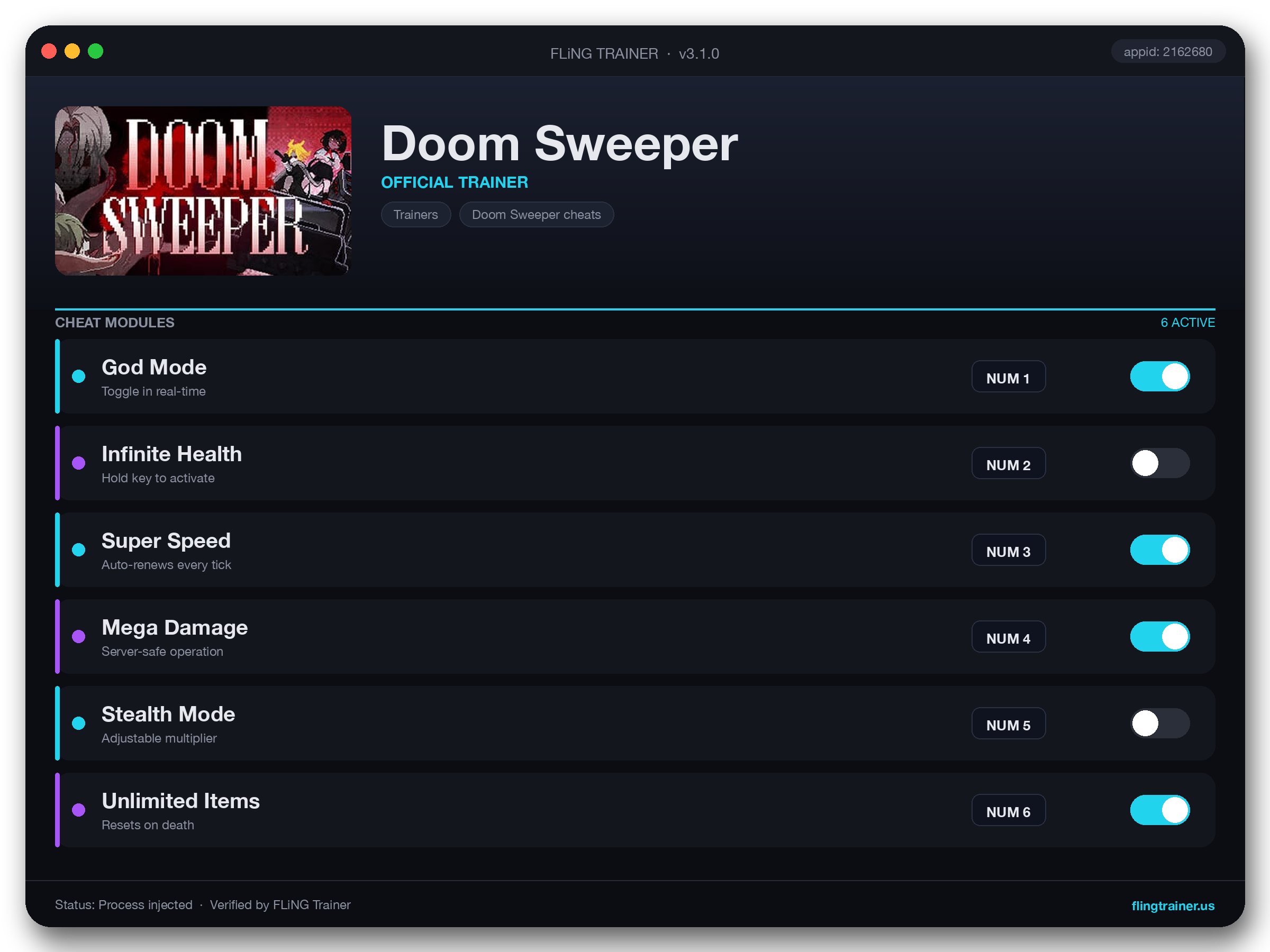Doom Sweeper Trainer interface