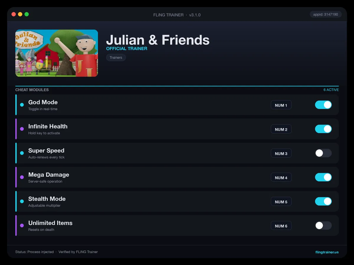 Julian & Friends Trainer interface