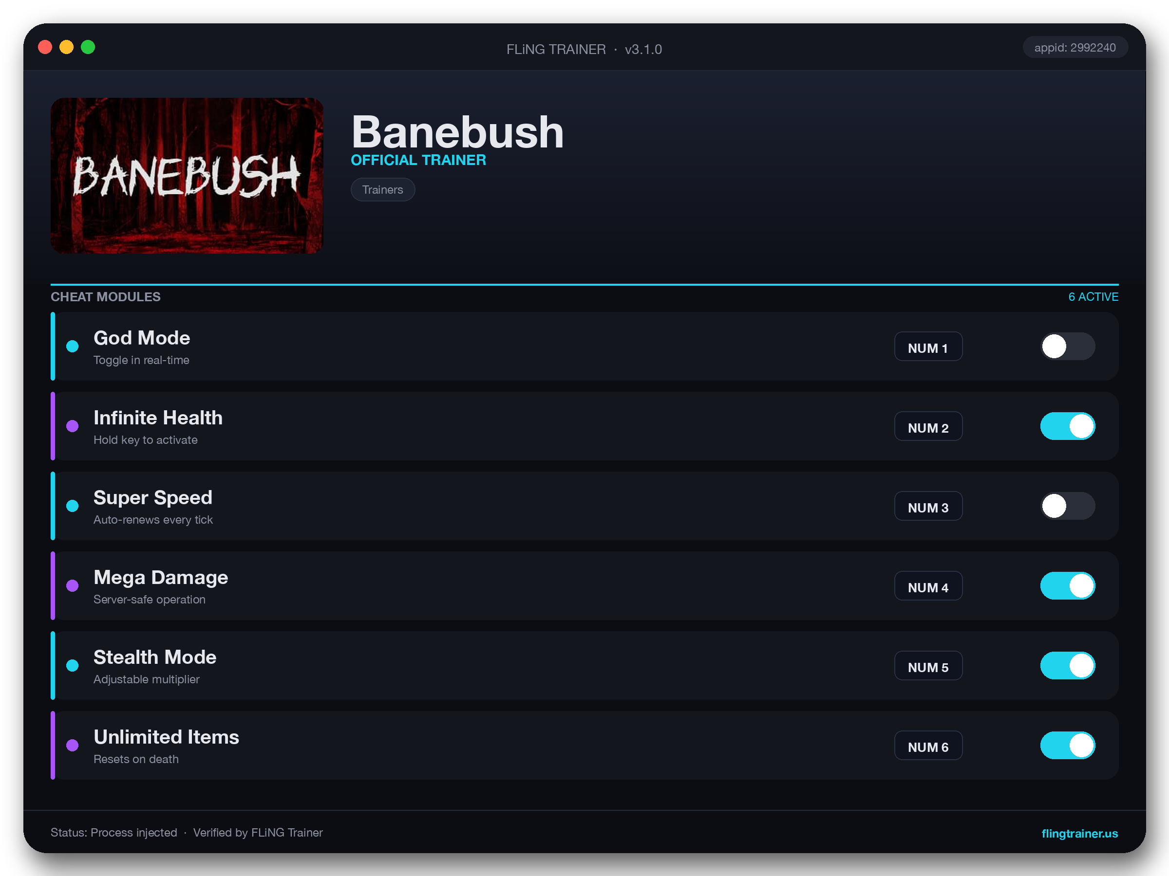 Banebush Trainer interface