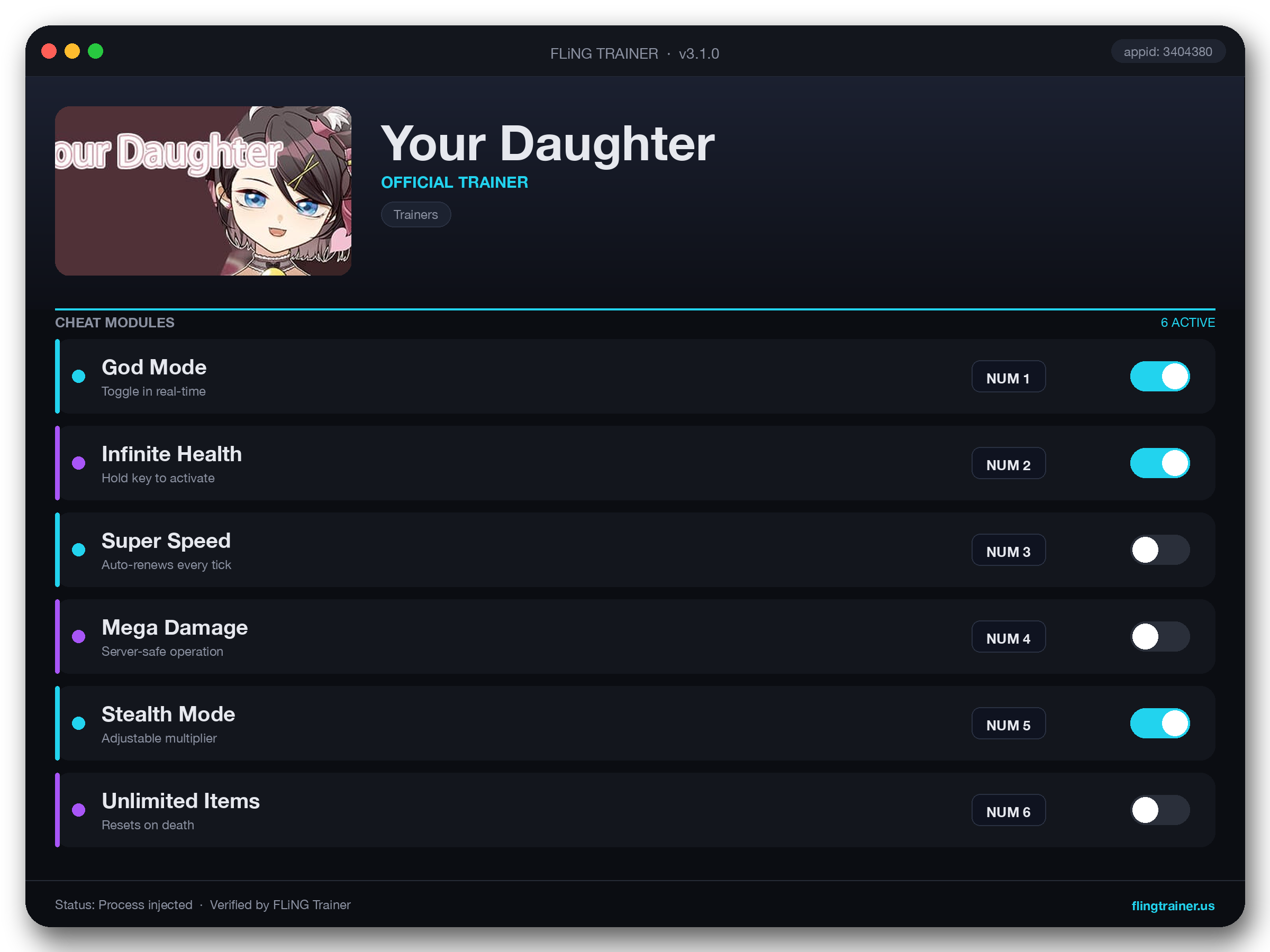 Your Daughter Trainer interface