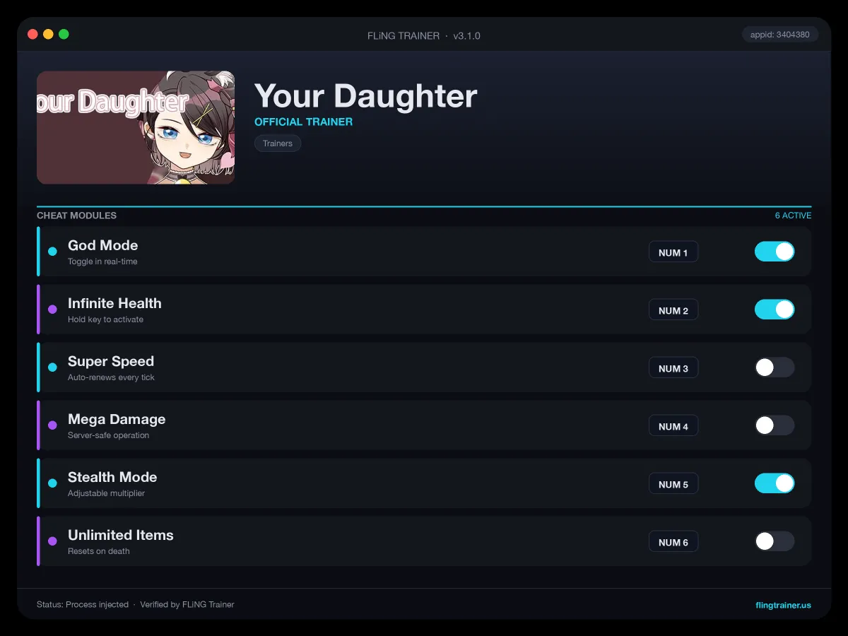 Your Daughter Trainer interface
