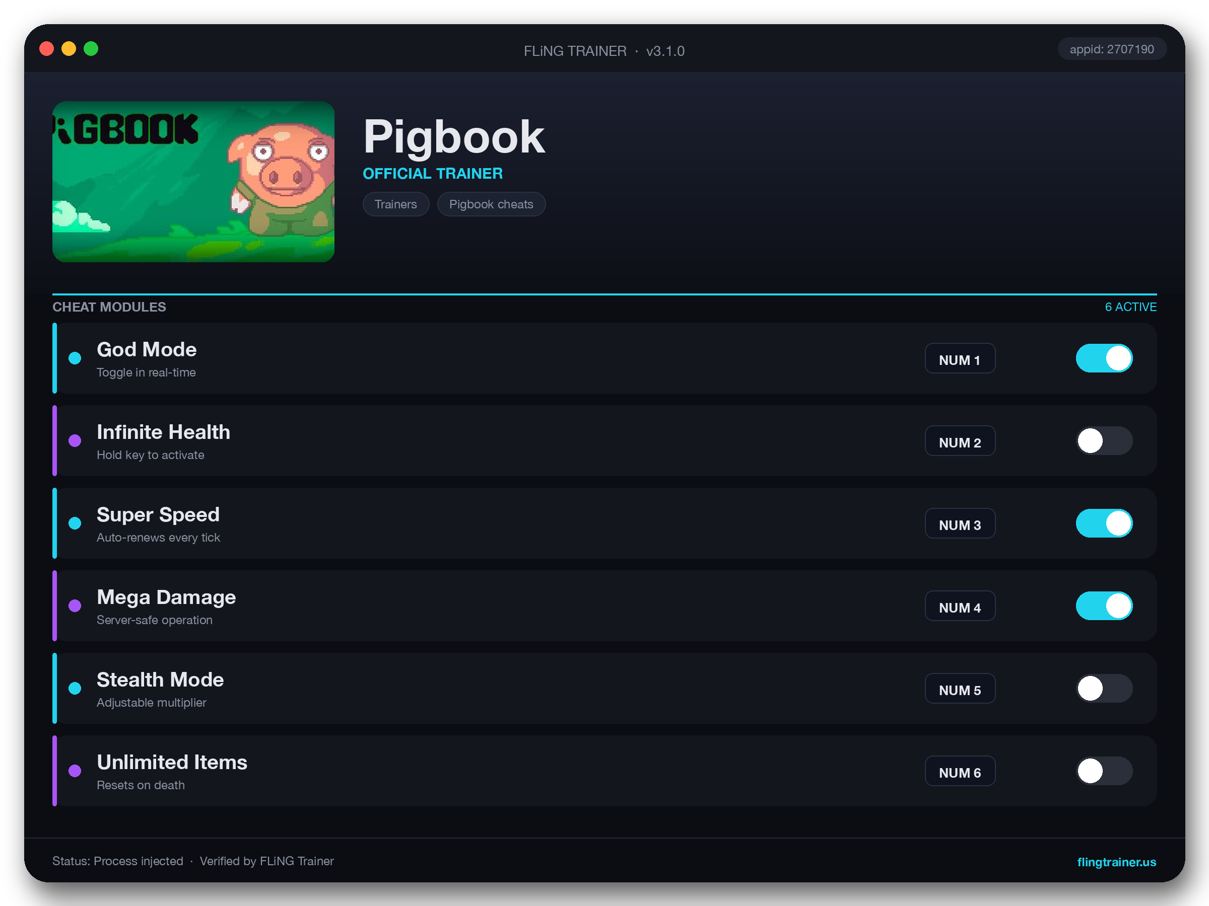 Pigbook Trainer interface