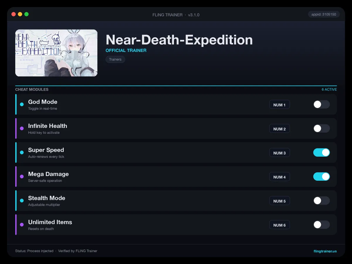 Near-Death-Expedition Trainer interface