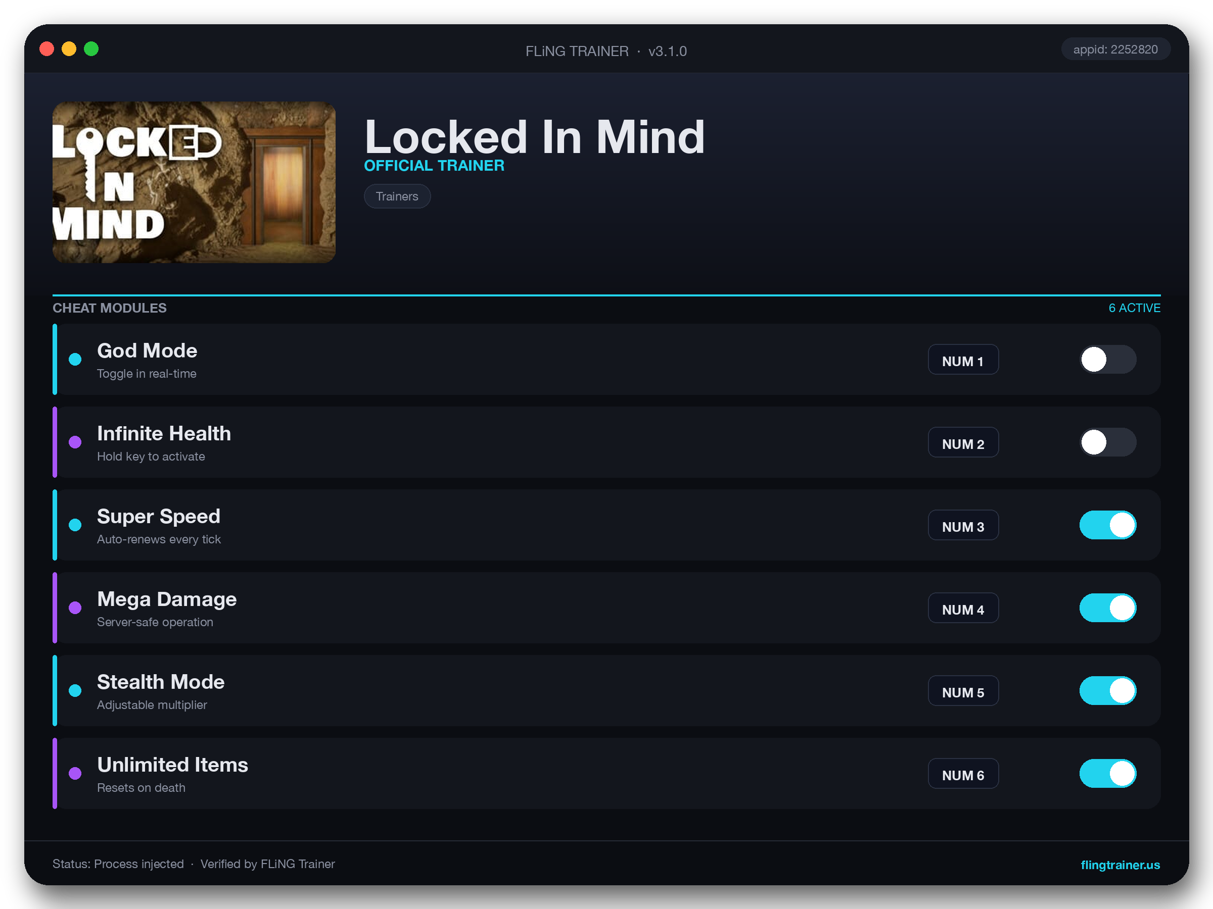 Locked In Mind Trainer interface