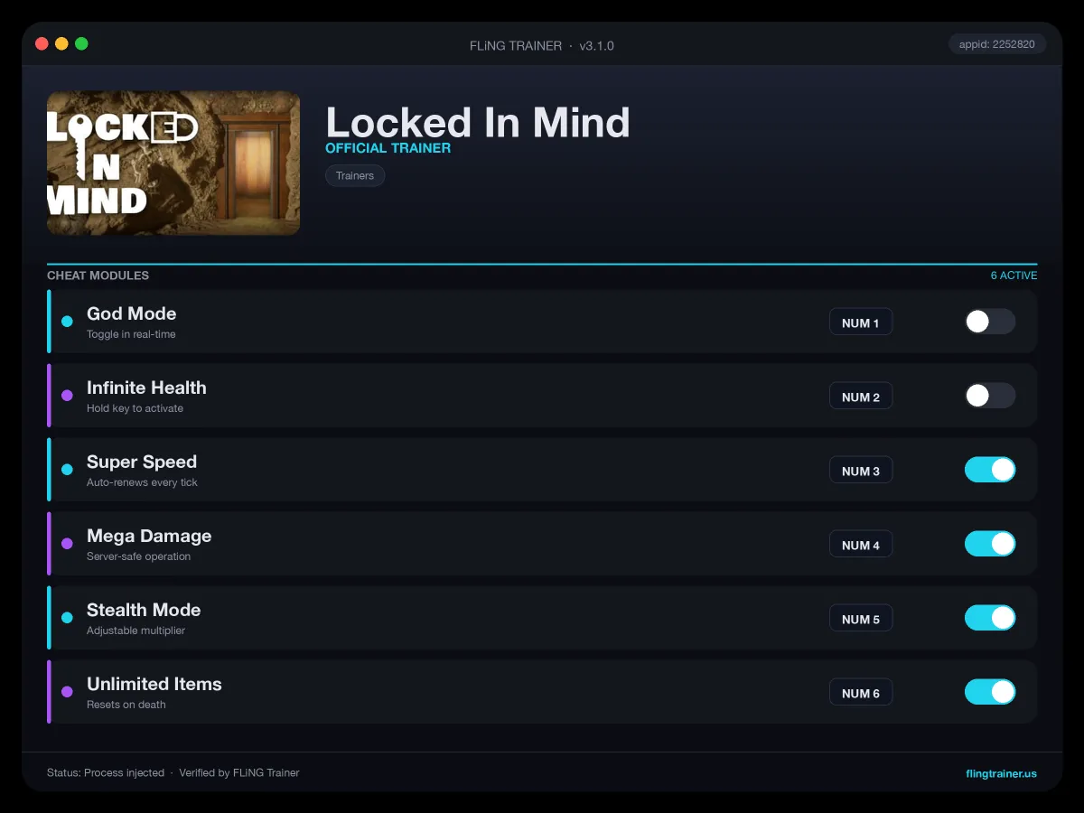Locked In Mind Trainer interface