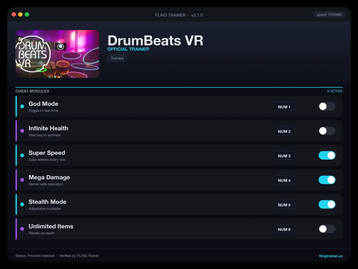 DrumBeats VR Trainer interface