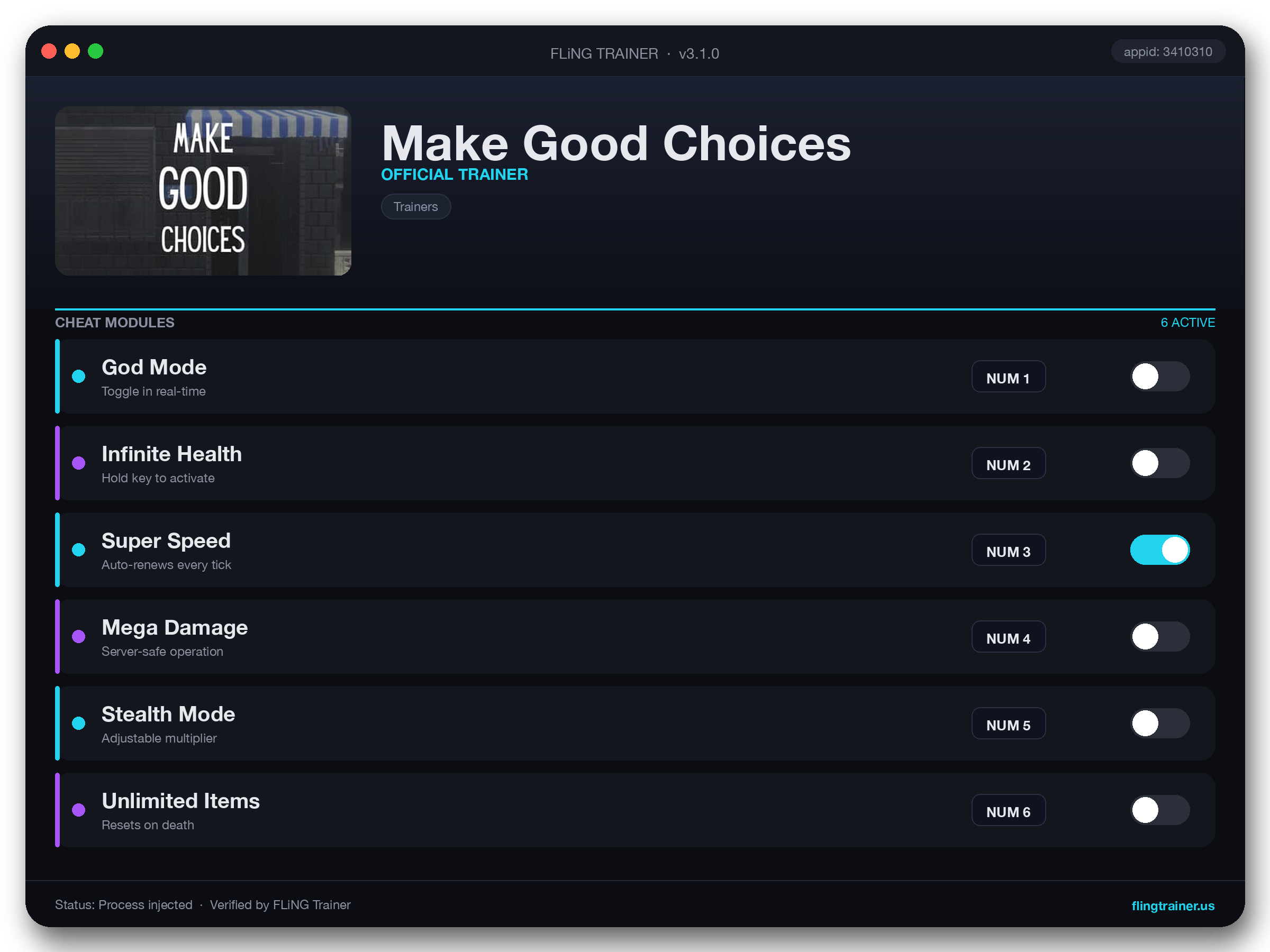 Make Good Choices Trainer interface