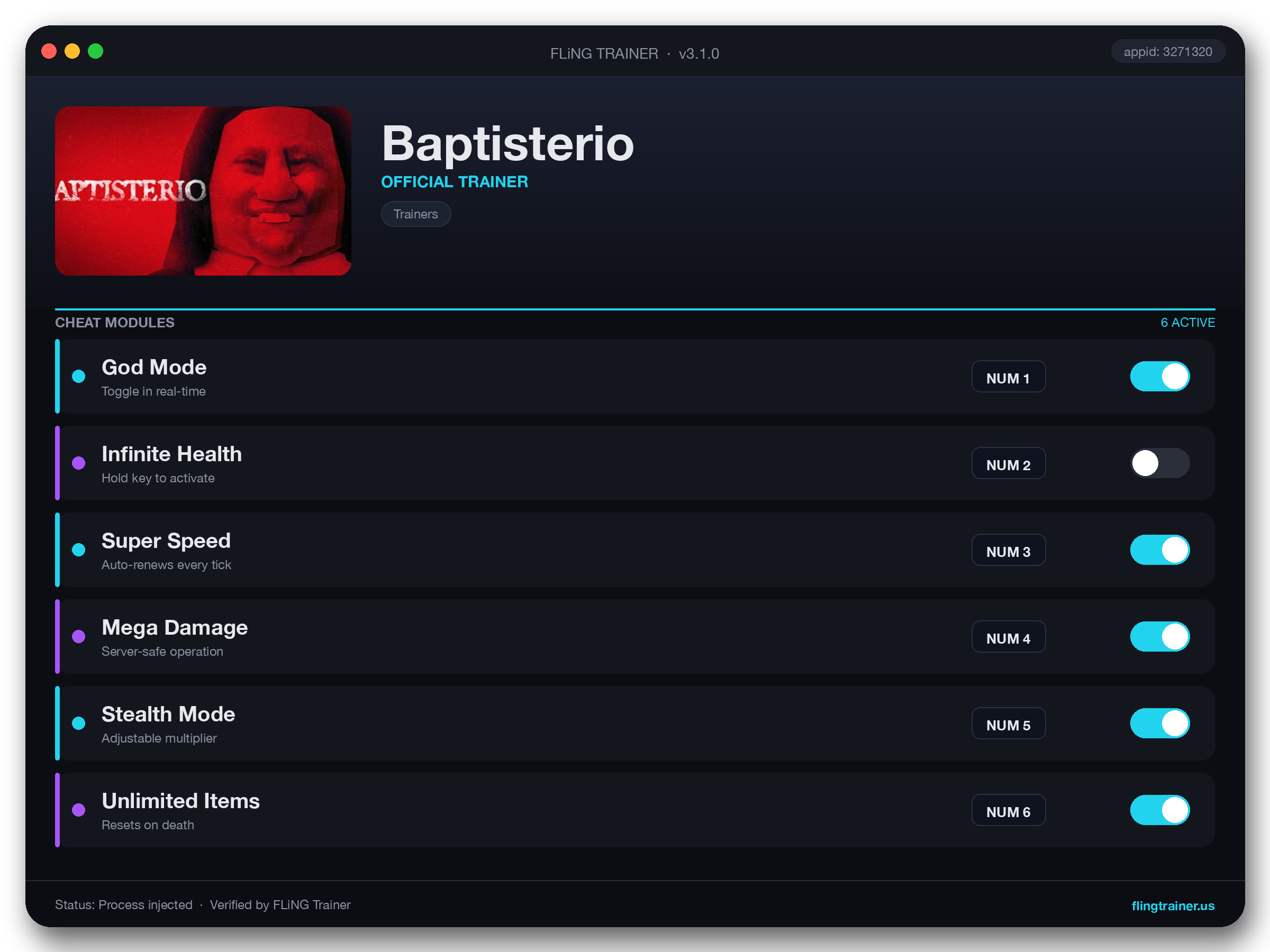 Baptisterio Trainer interface