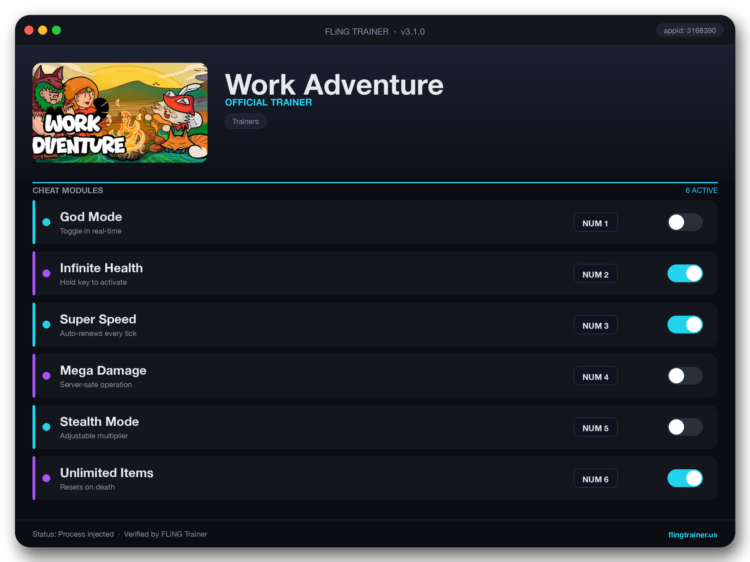 Work Adventure Trainer interface