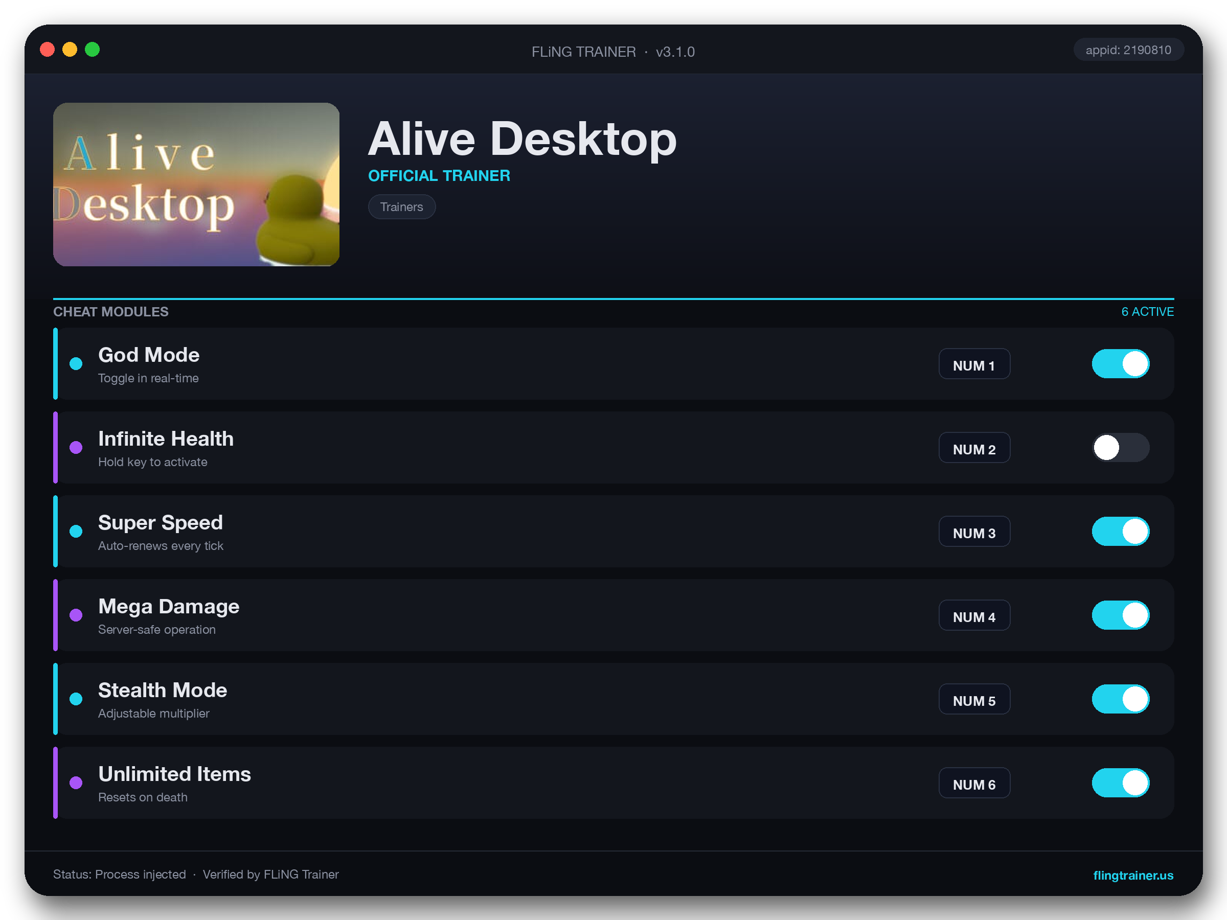 Alive Desktop Trainer interface