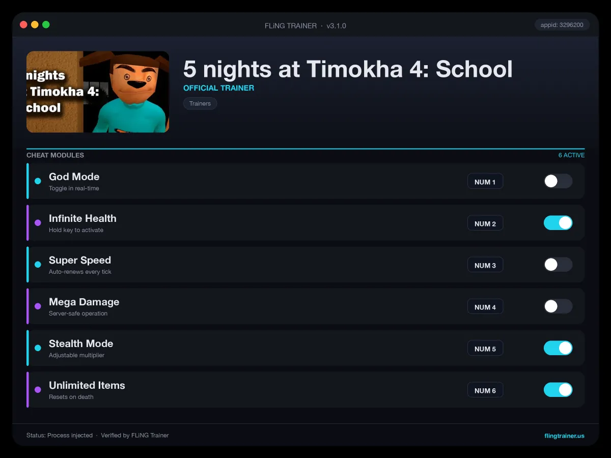 5 nights at Timokha 4: School Trainer interface