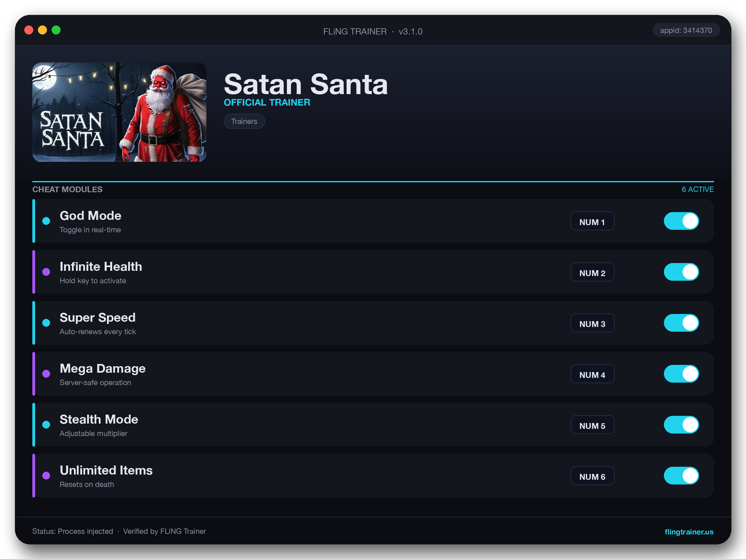 Satan Santa Trainer interface
