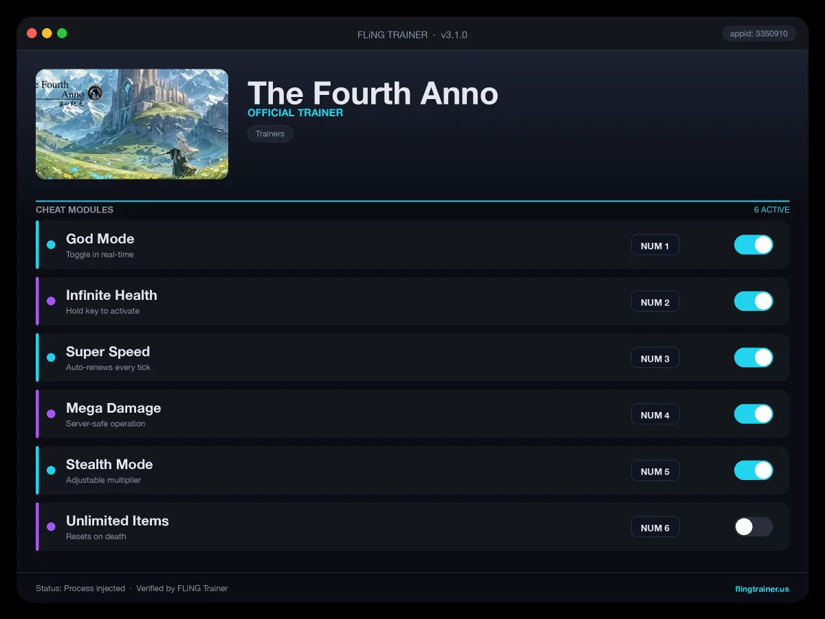 The Fourth Anno Trainer interface