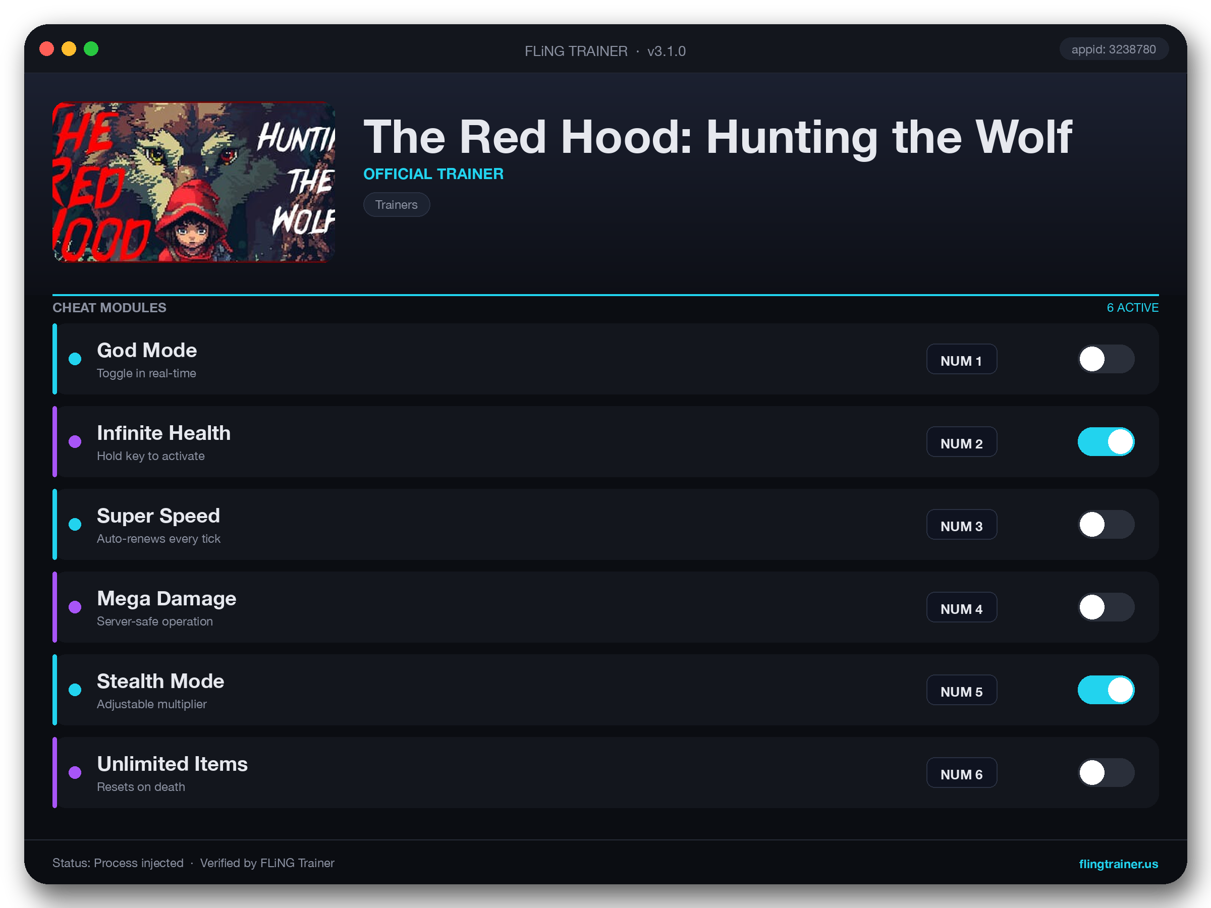 The Red Hood: Hunting the Wolf Trainer interface