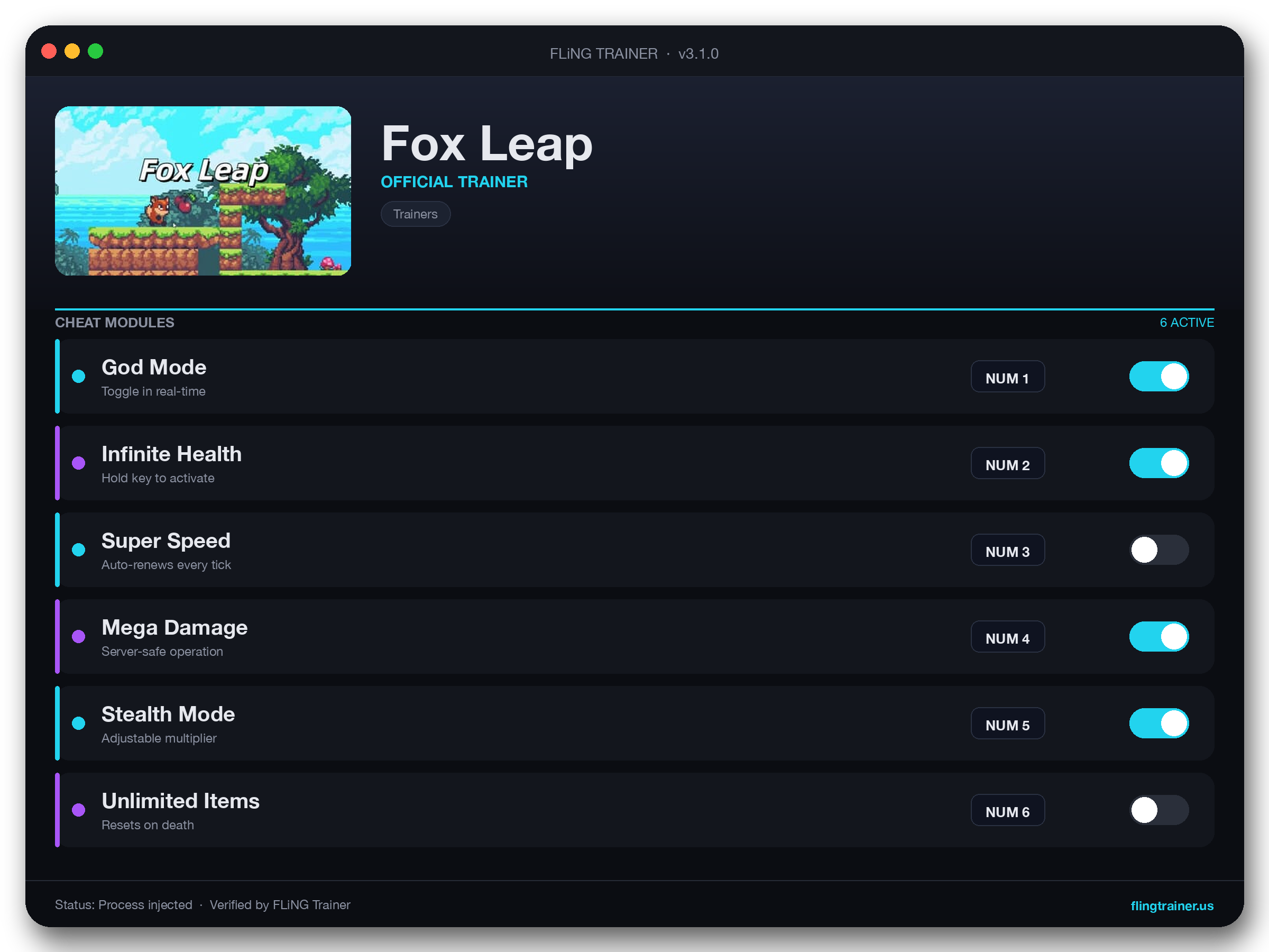 Fox Leap Trainer interface