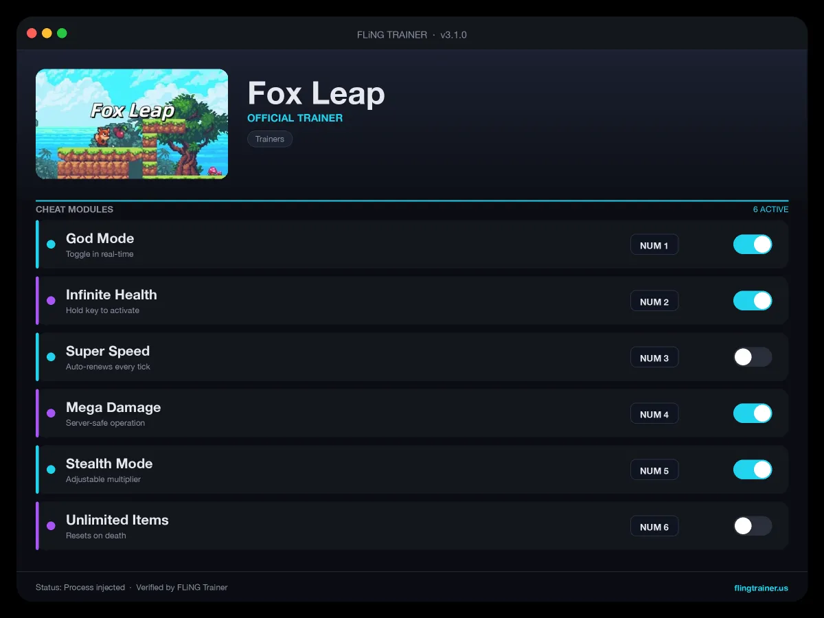 Fox Leap Trainer interface