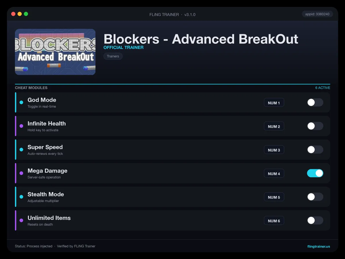 Blockers - Advanced BreakOut Trainer interface
