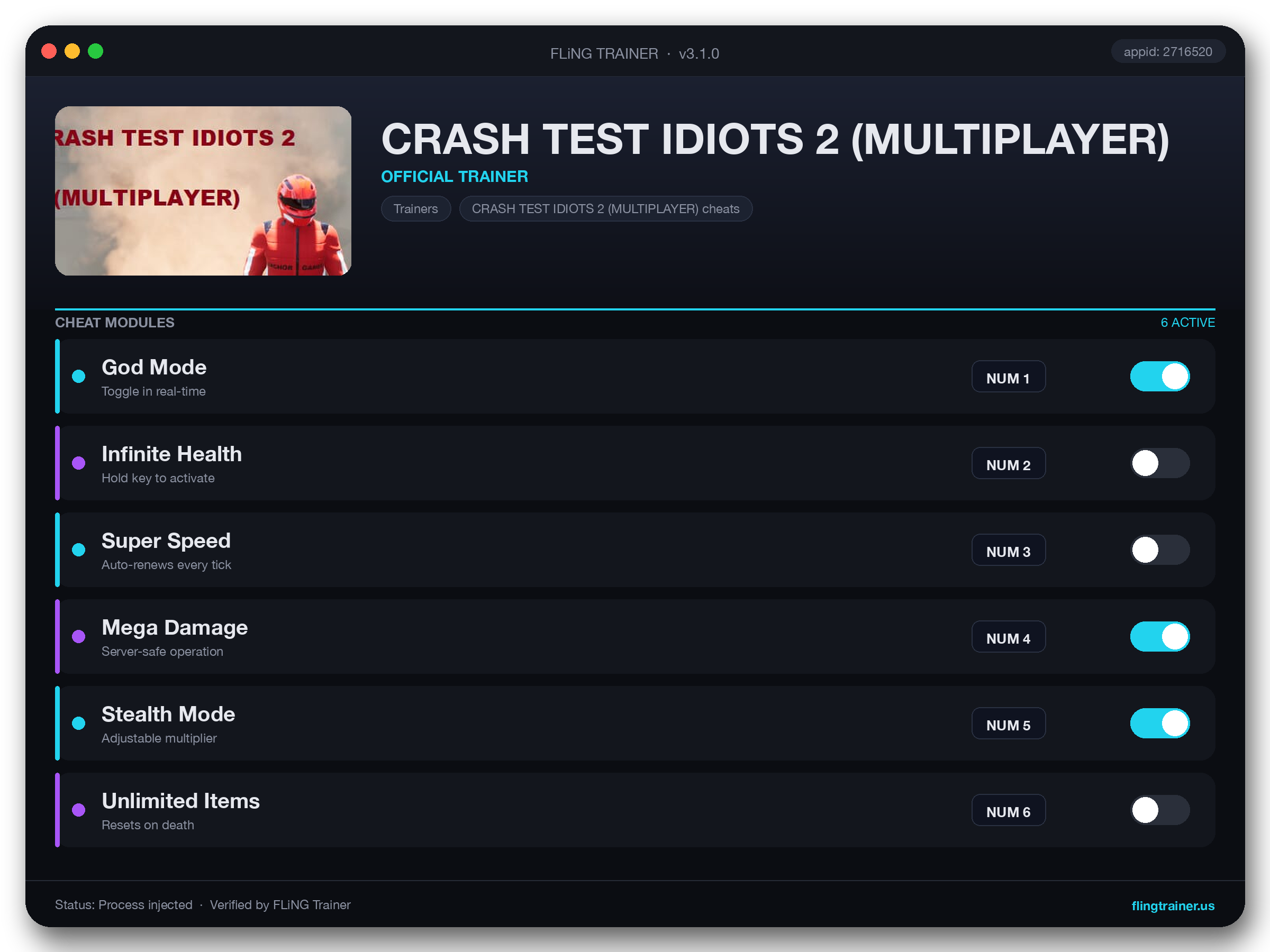 CRASH TEST IDIOTS 2 (MULTIPLAYER) Trainer interface