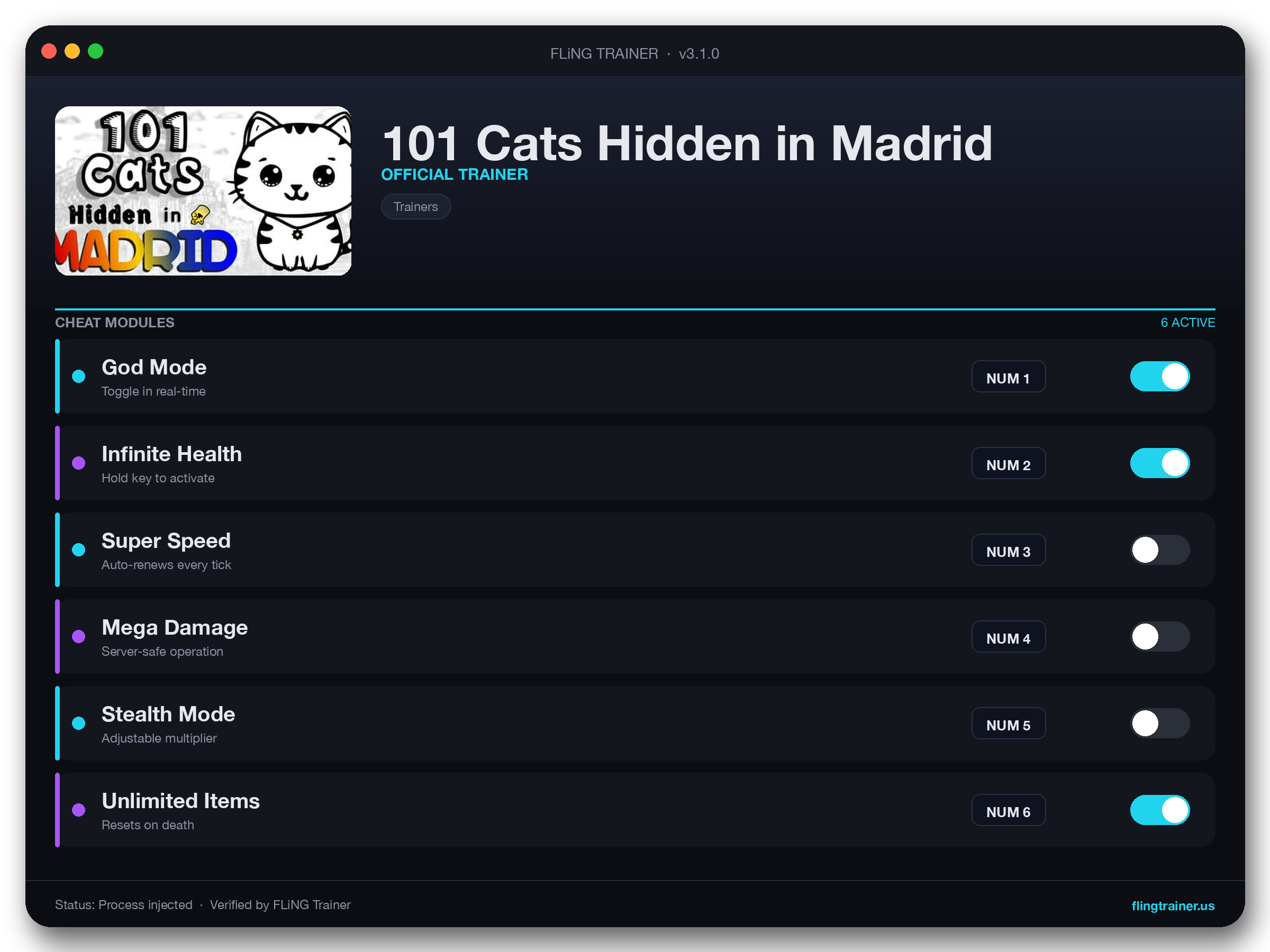 101 Cats Hidden in Madrid Trainer interface