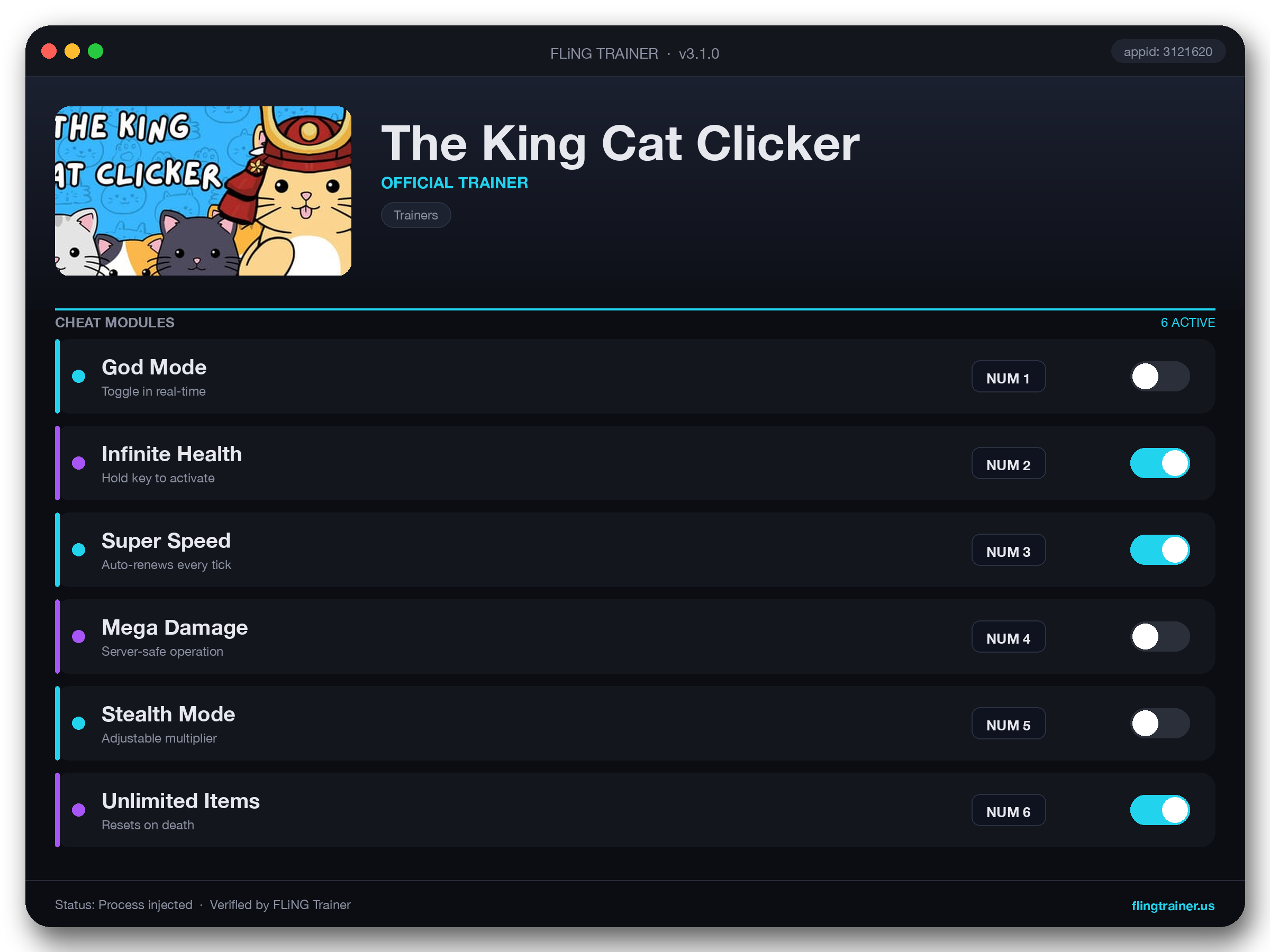 The King Cat Clicker Trainer interface