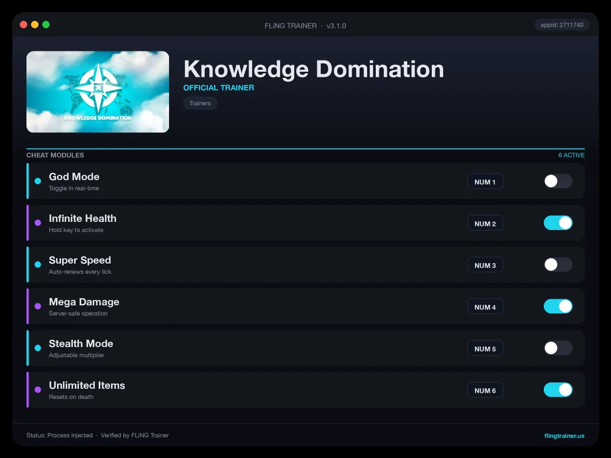 Knowledge Domination Trainer interface