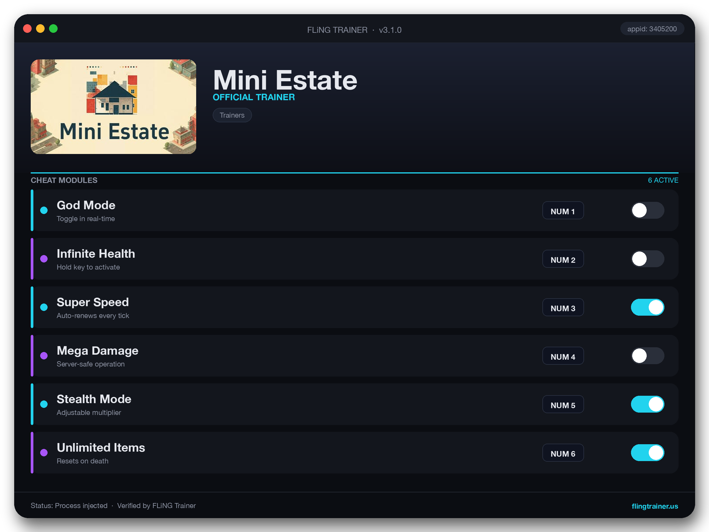 Mini Estate Trainer interface