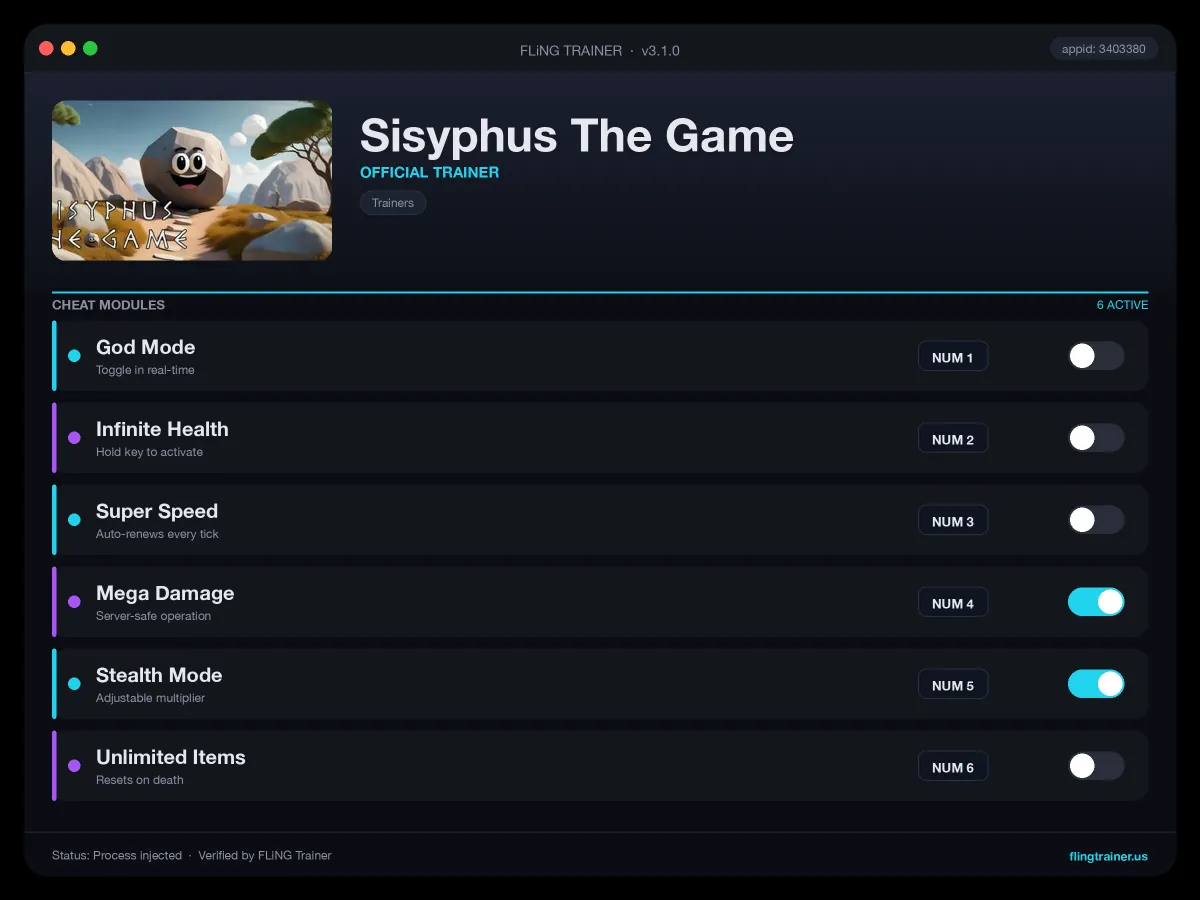Sisyphus The Game Trainer interface