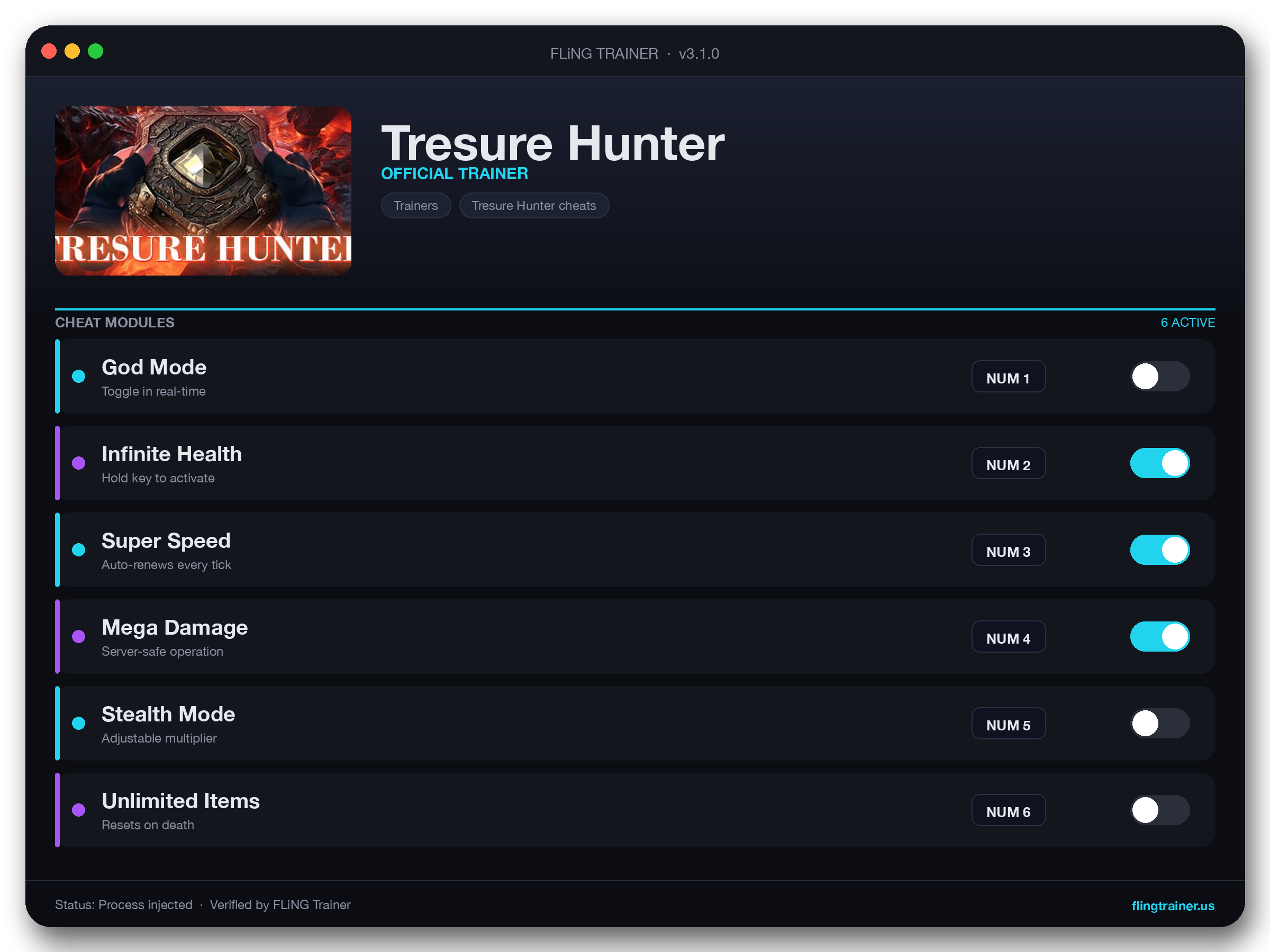 Tresure Hunter Trainer interface