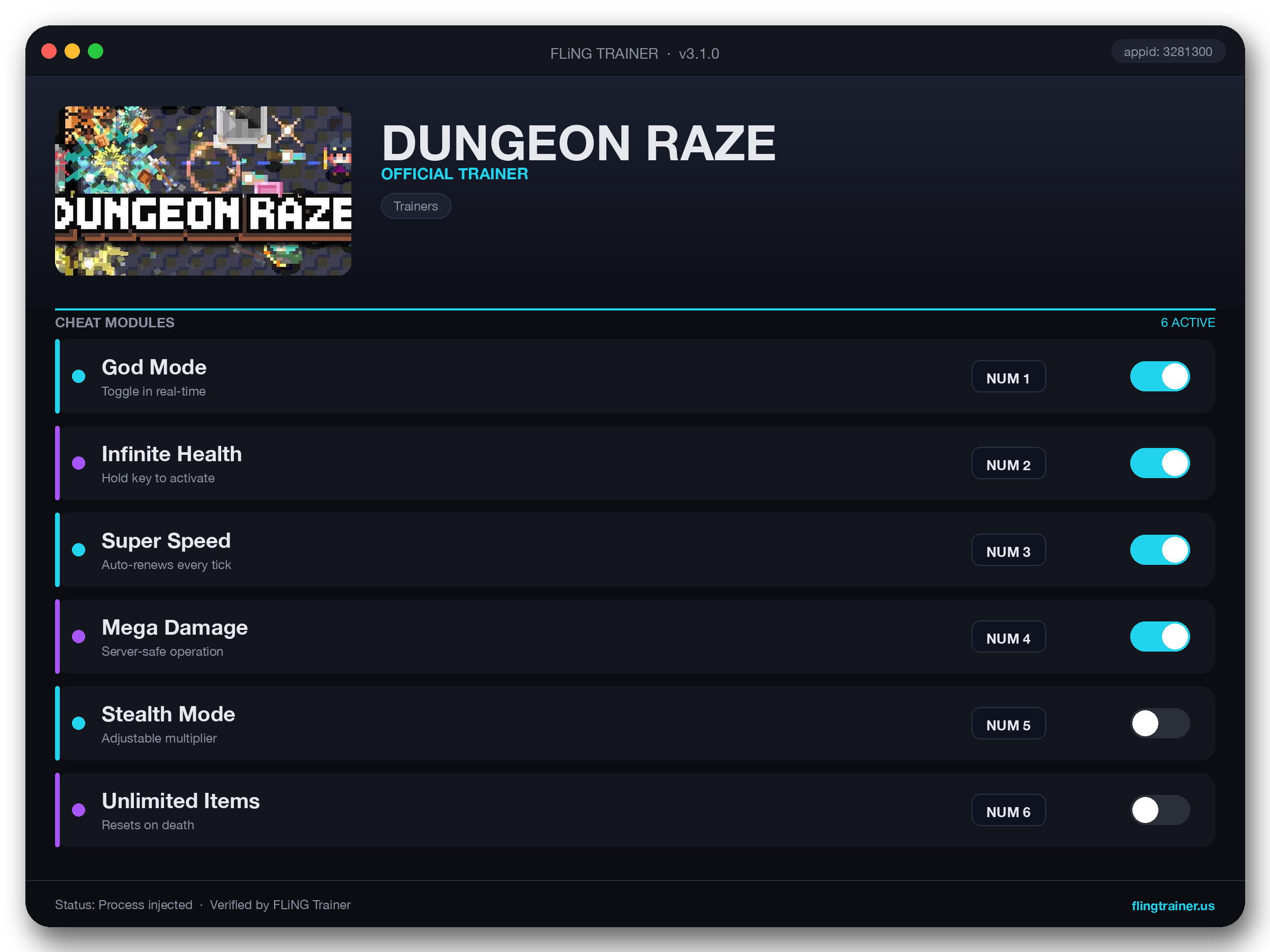 DUNGEON RAZE Trainer interface