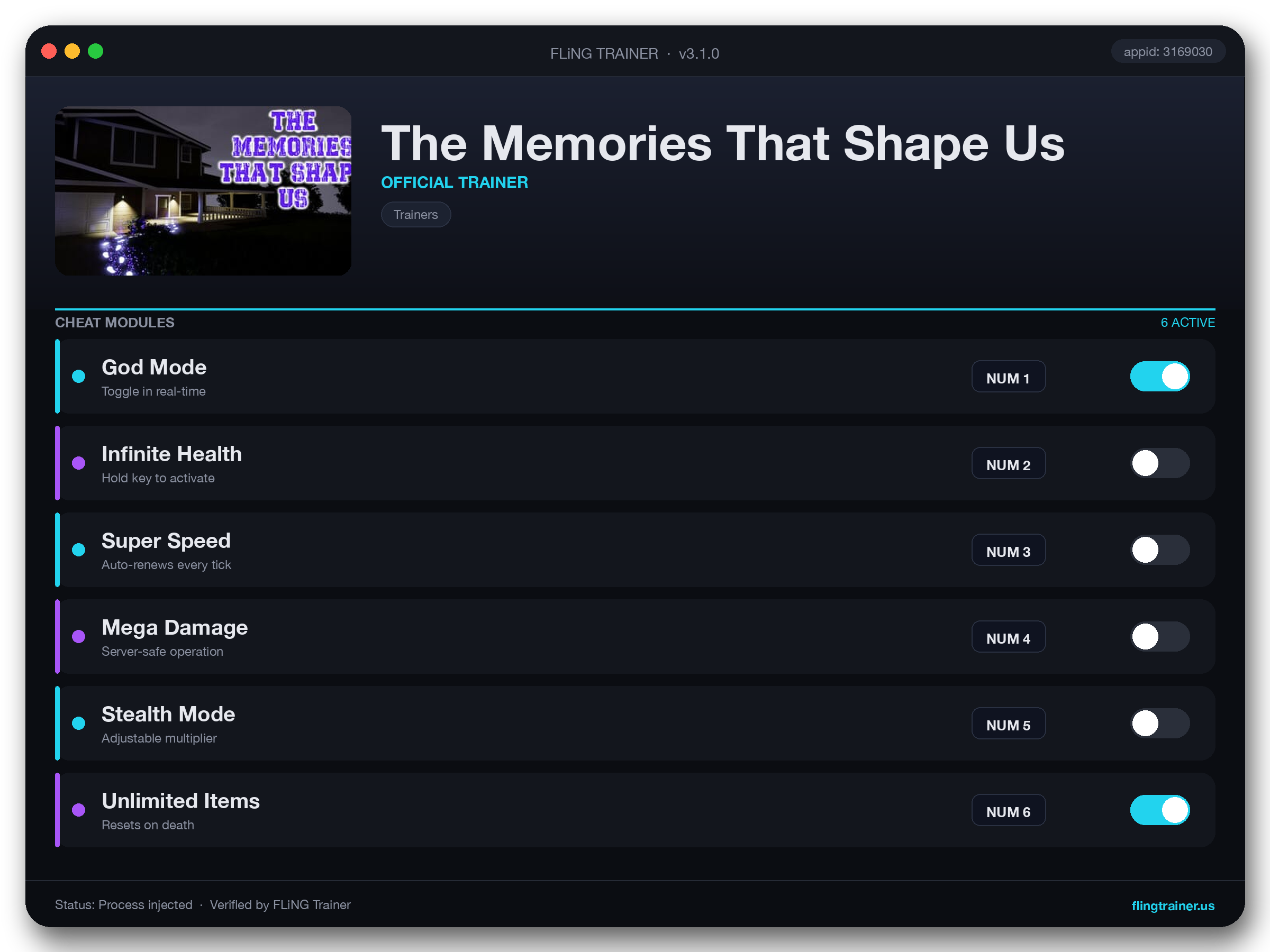 The Memories That Shape Us Trainer interface